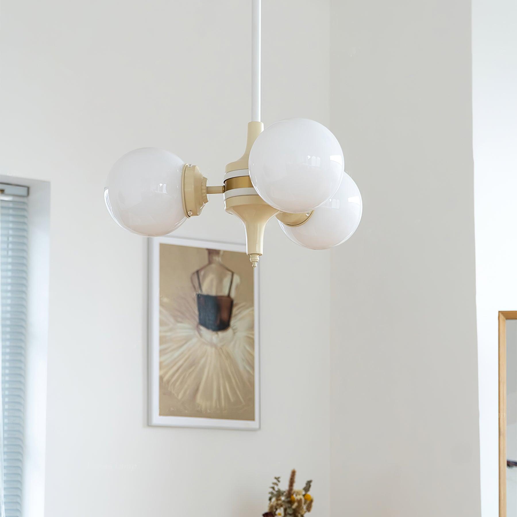 Cream Glass Ball Chandelier - Cueteks
