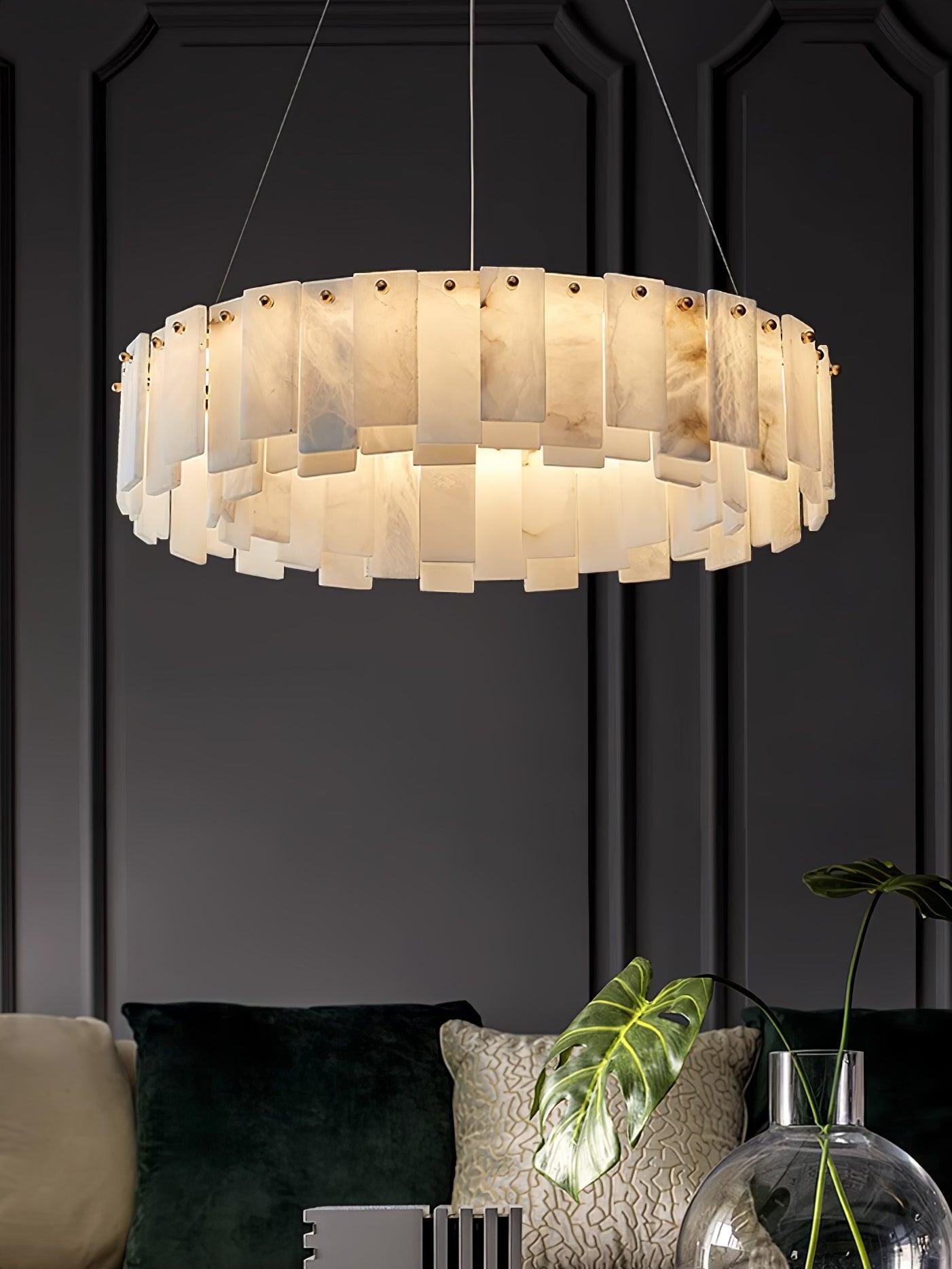 Celestial Alabaster Round Chandelier - Cueteks