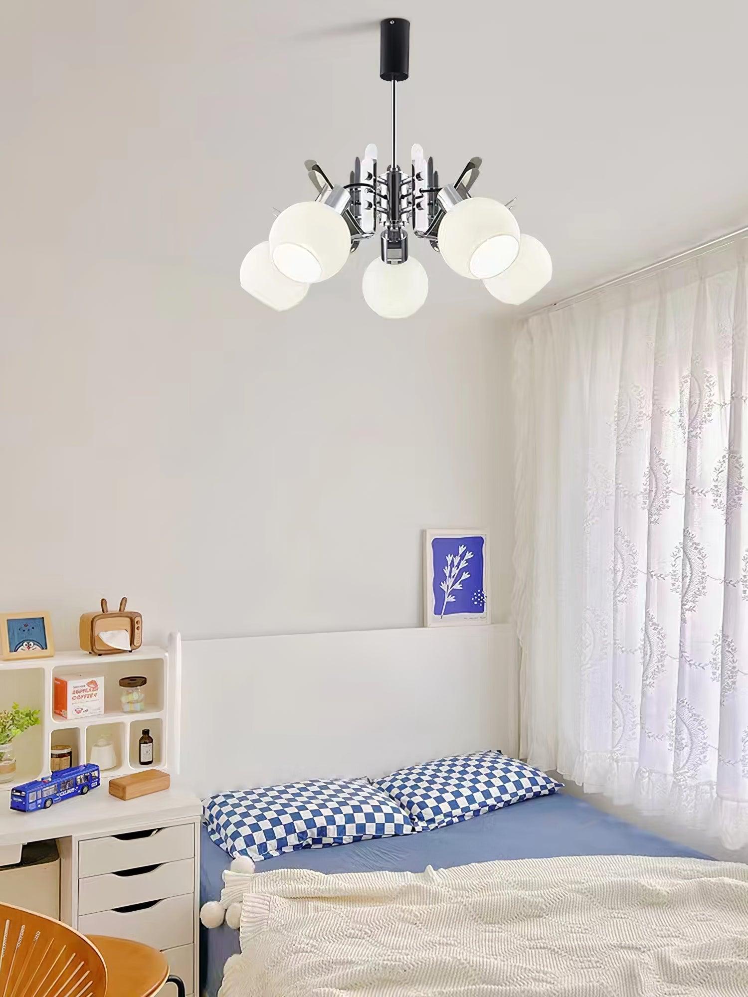 Vintage Geometrical Chrome Chandelier - Cueteks
