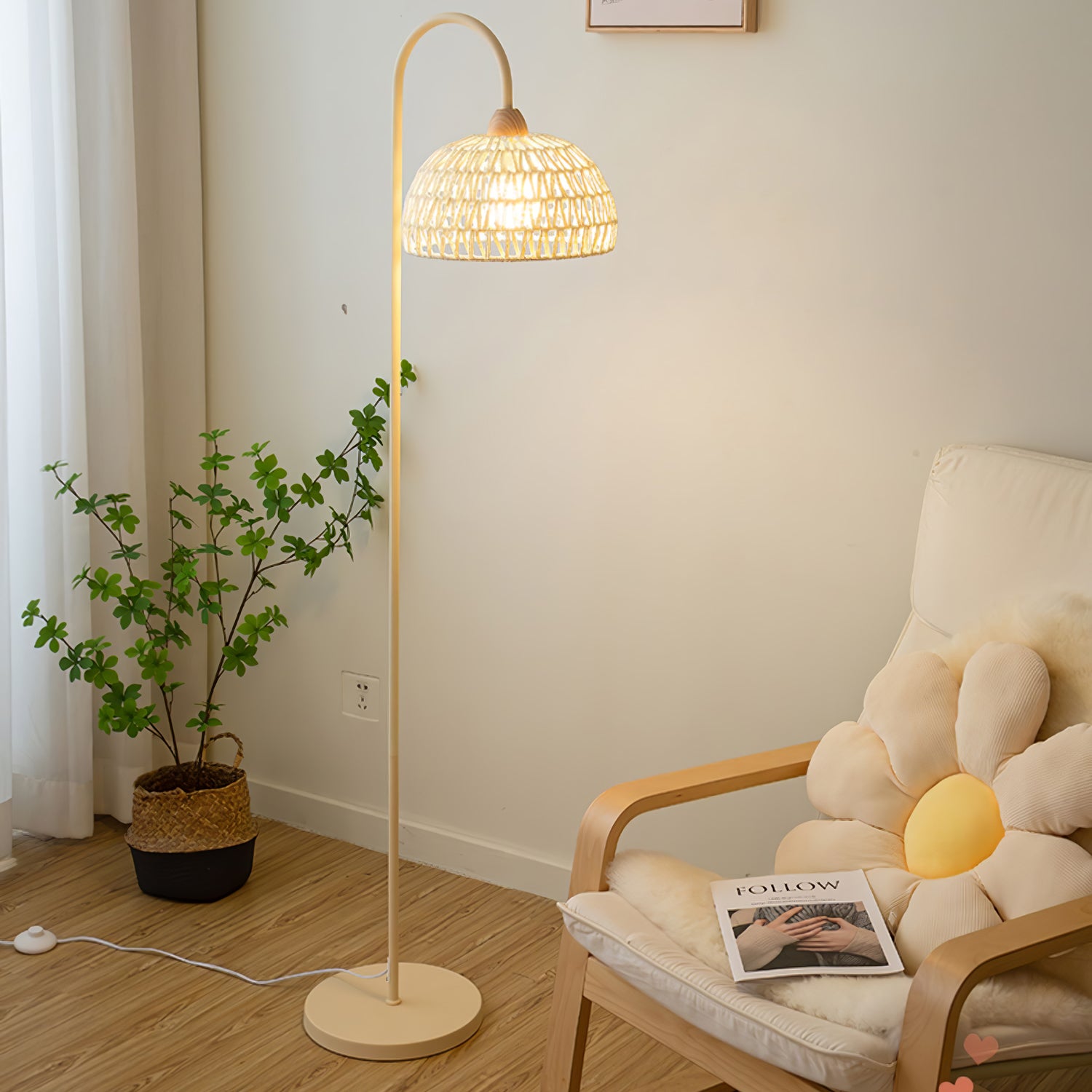 Rattan Arch Floor Lamp - Cueteks