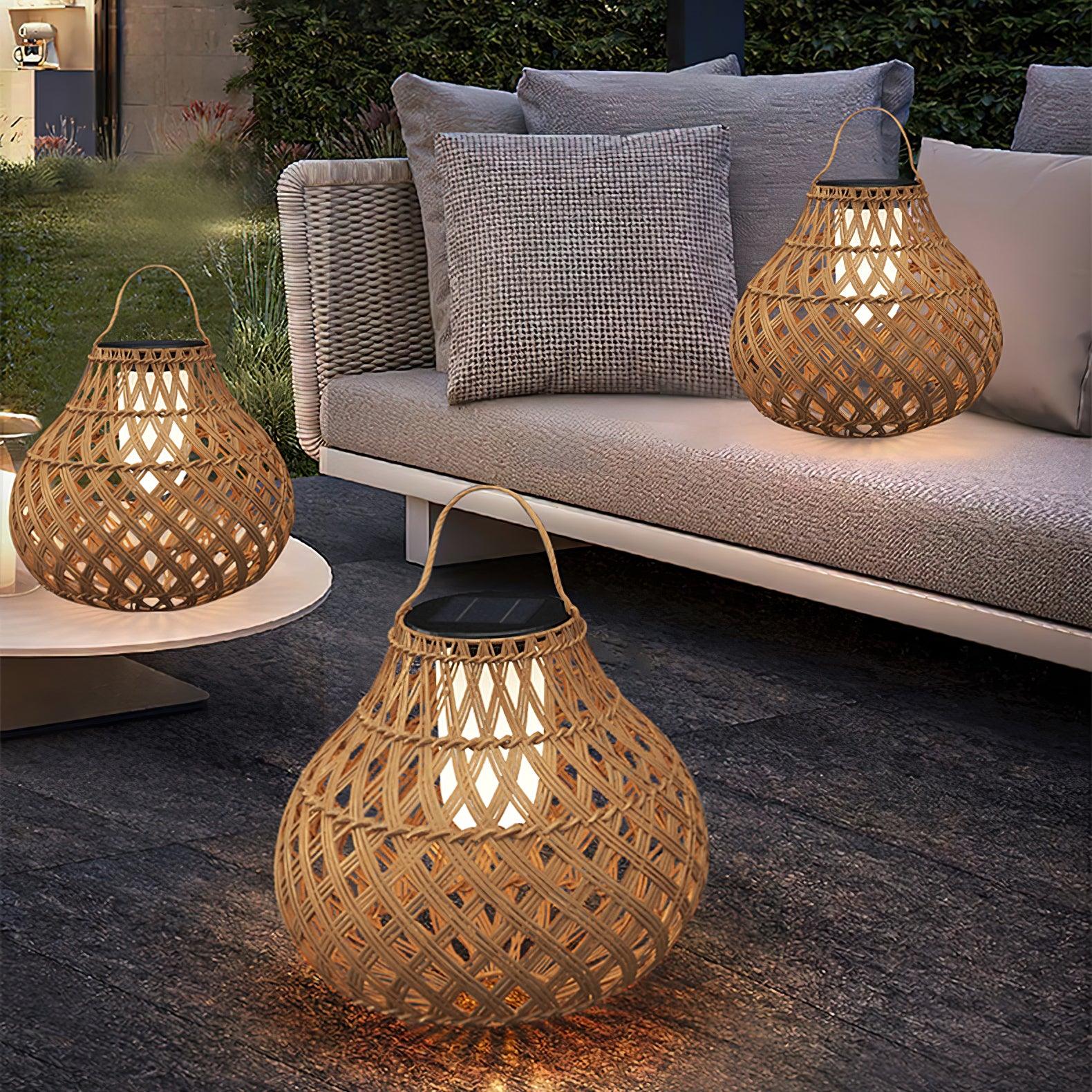 Woven Sphere Solar Lantern Outdoor Lamp - Cueteks