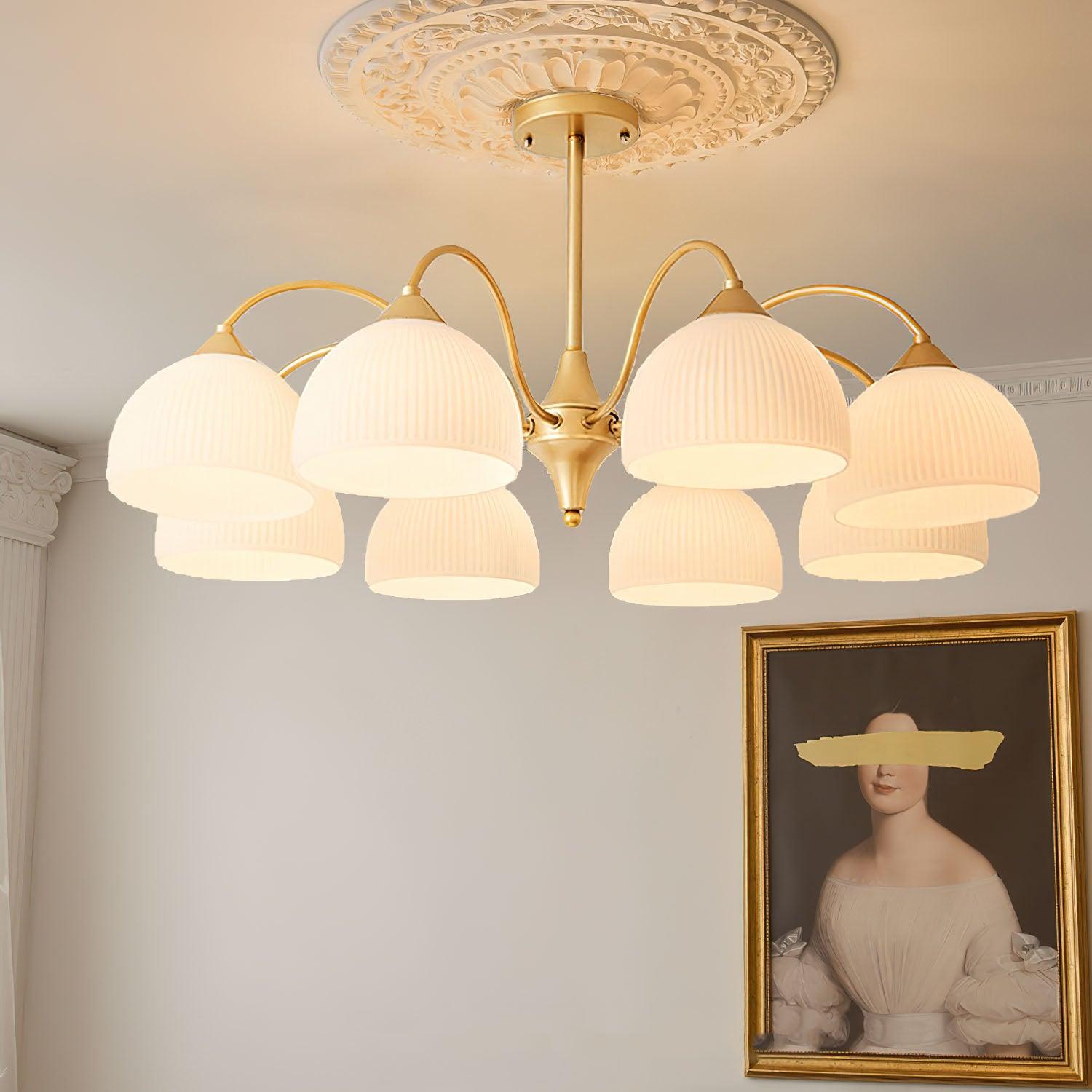 Striped Glass Bowl Chandelier - Cueteks