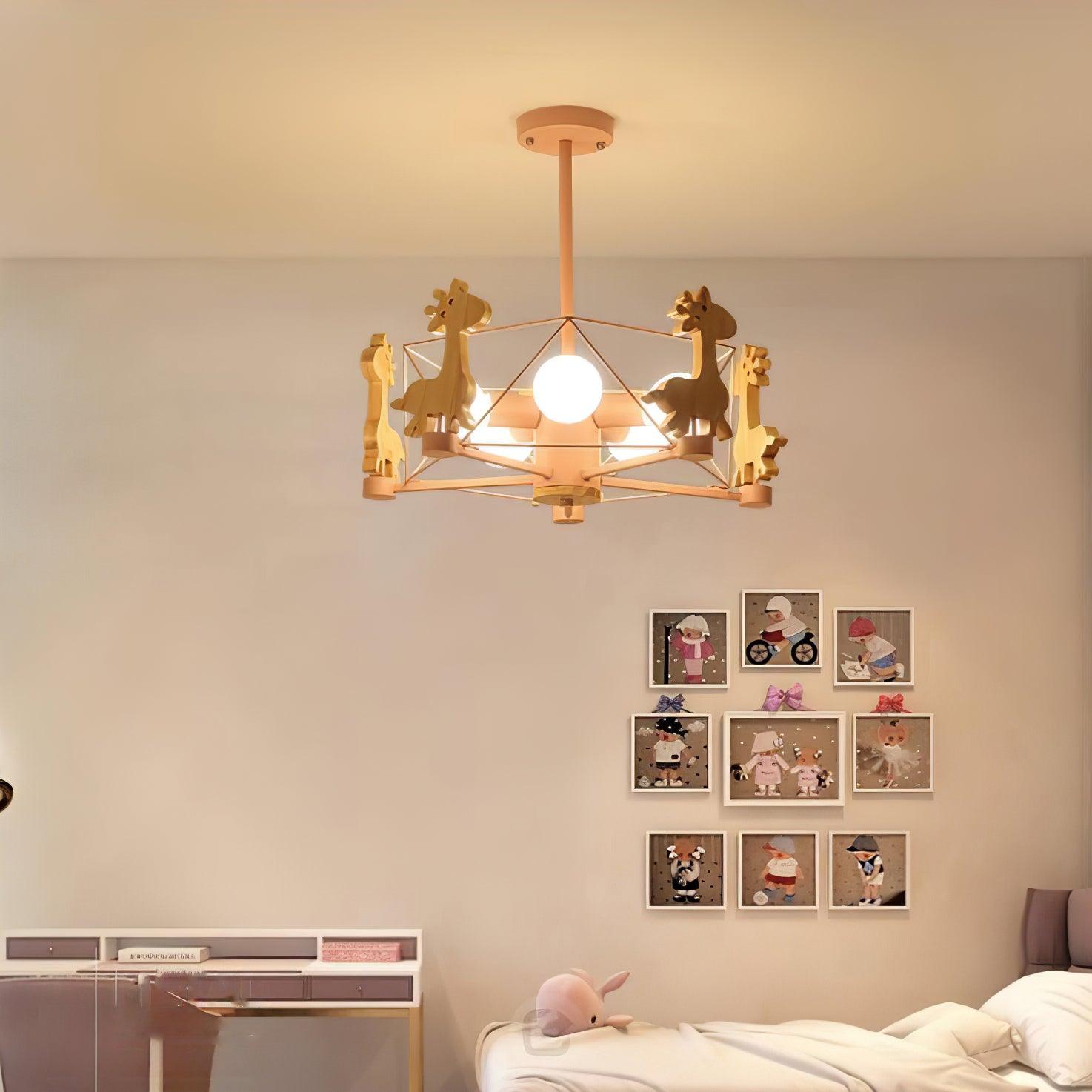 Lovely Deer Wooden Chandelier - Cueteks