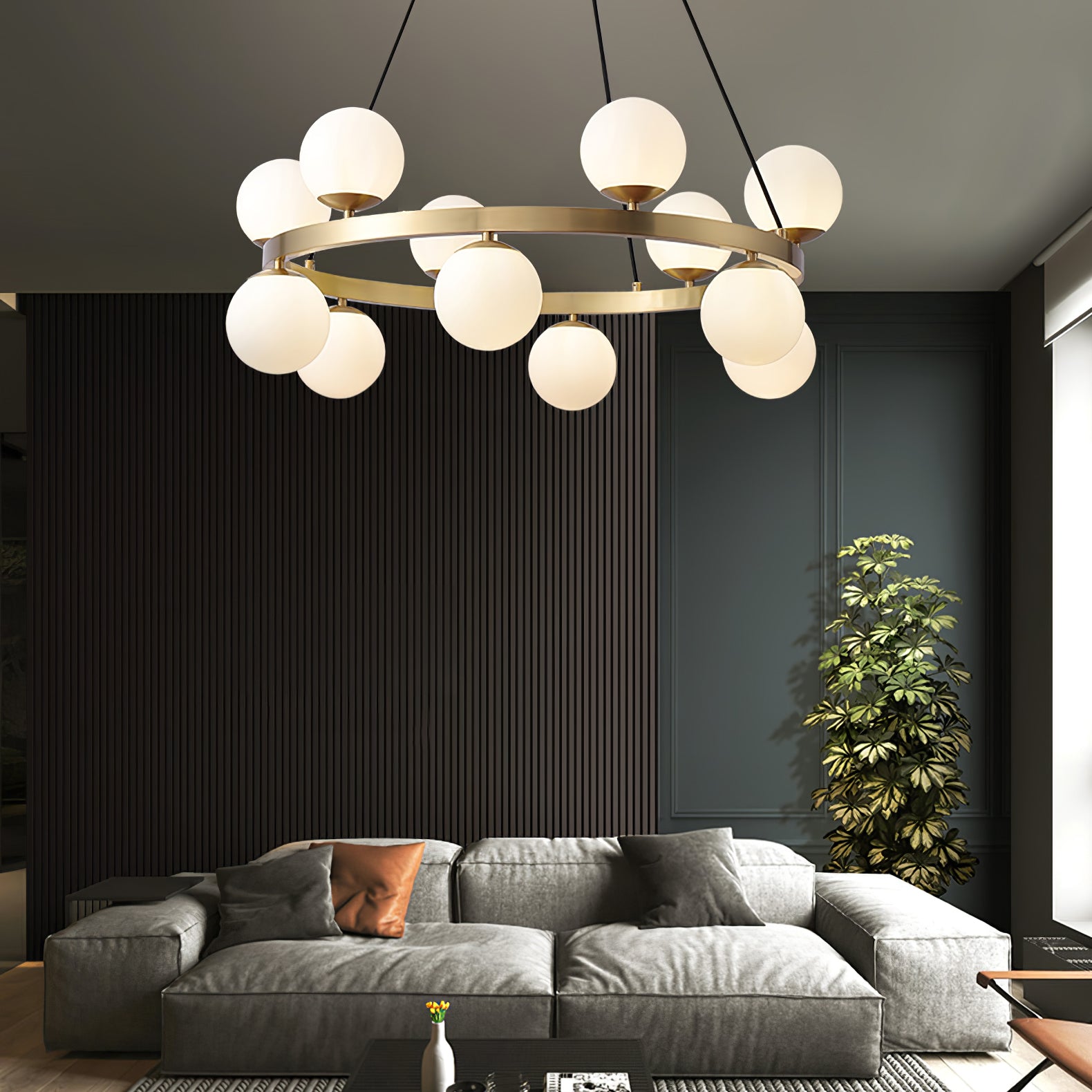 Bubbles Brass Ring Chandelier - Cueteks