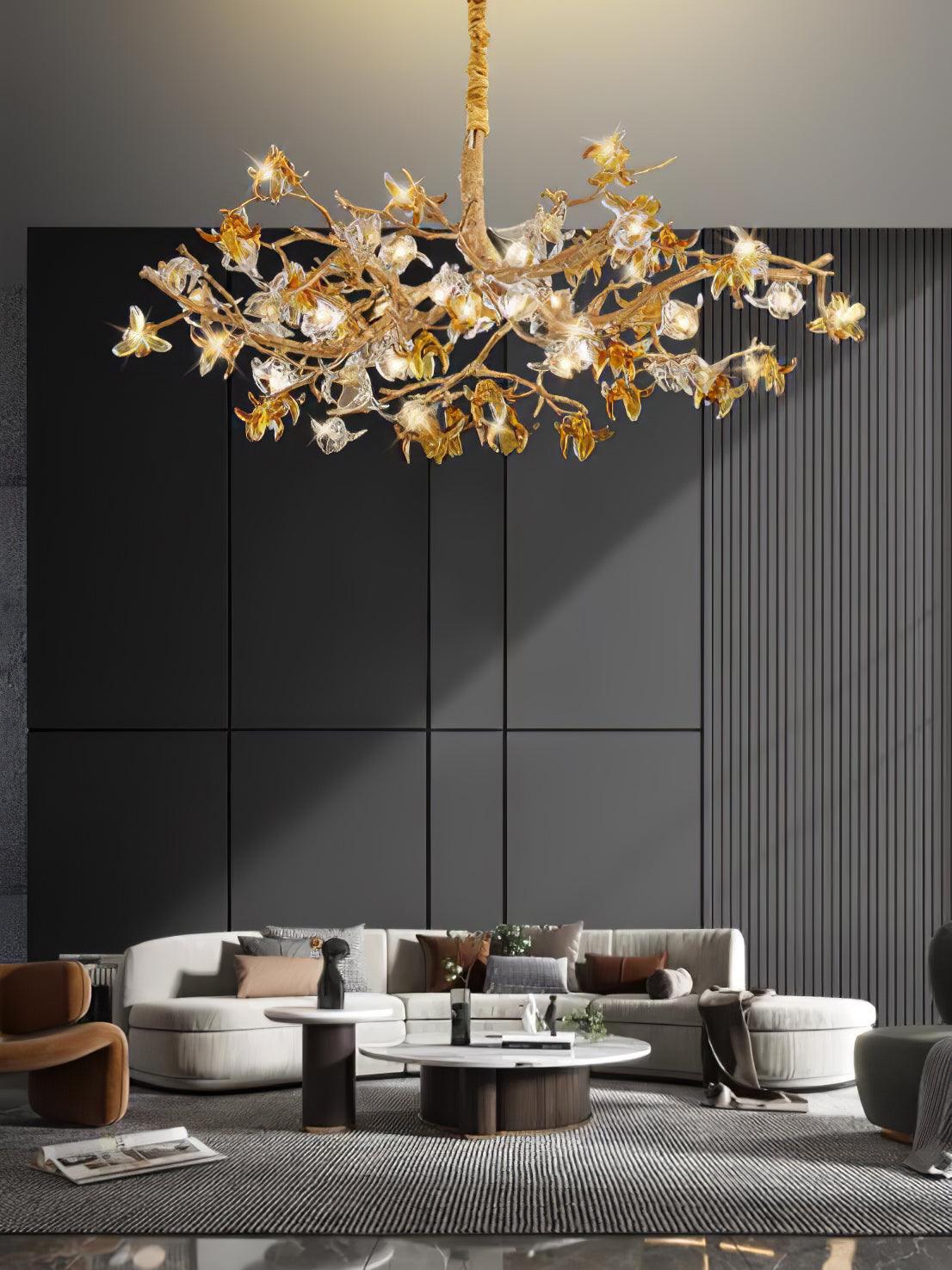 Aosta Brass Branch Chandelier - Cueteks