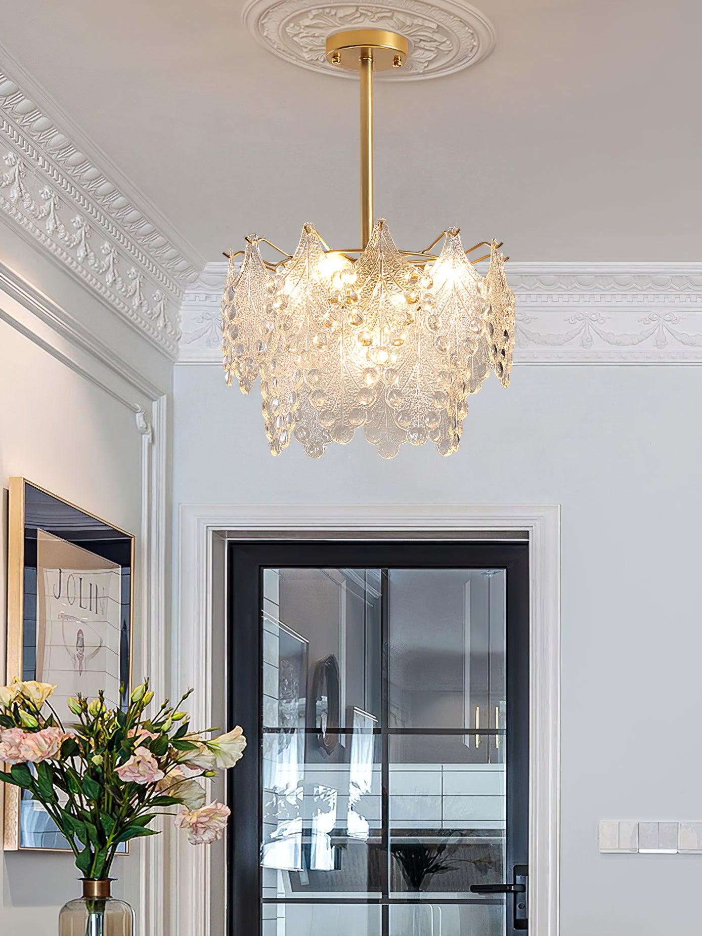 Tiered Carved Glass Chandelier - Cueteks