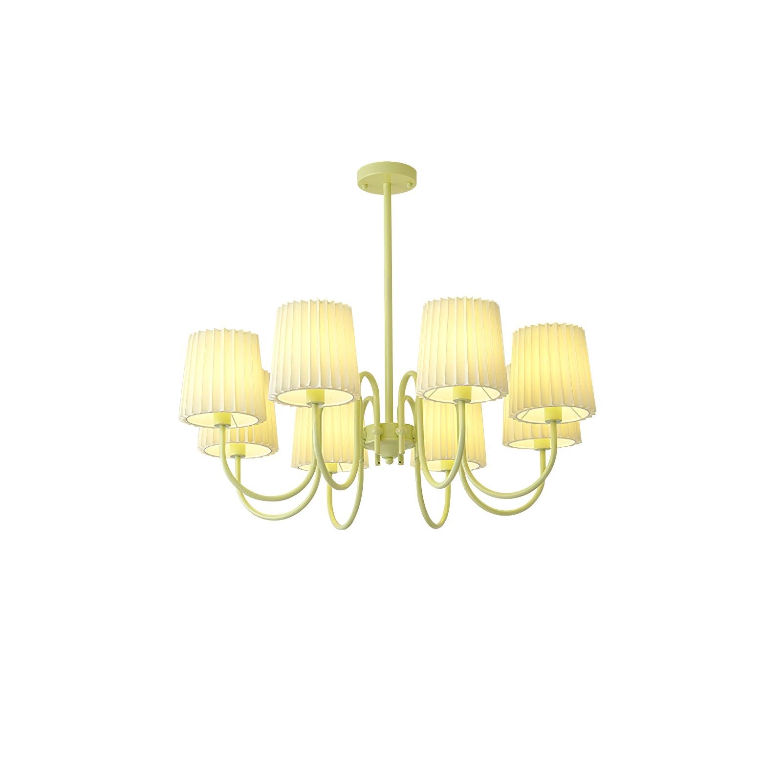Pleated Fabric Matcha Chandelier - Cueteks