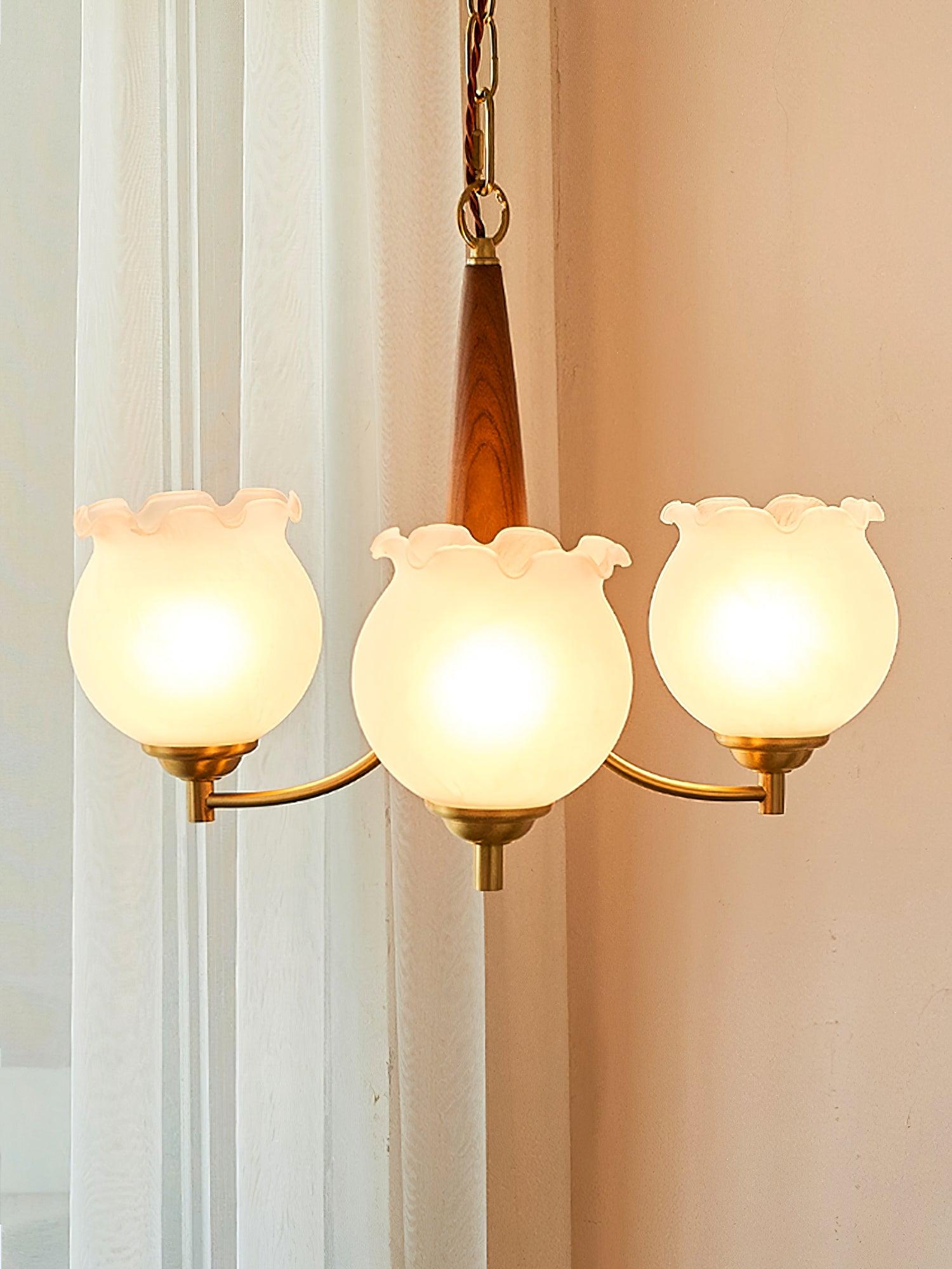 Tulips Glass Wood Chandelier - Cueteks