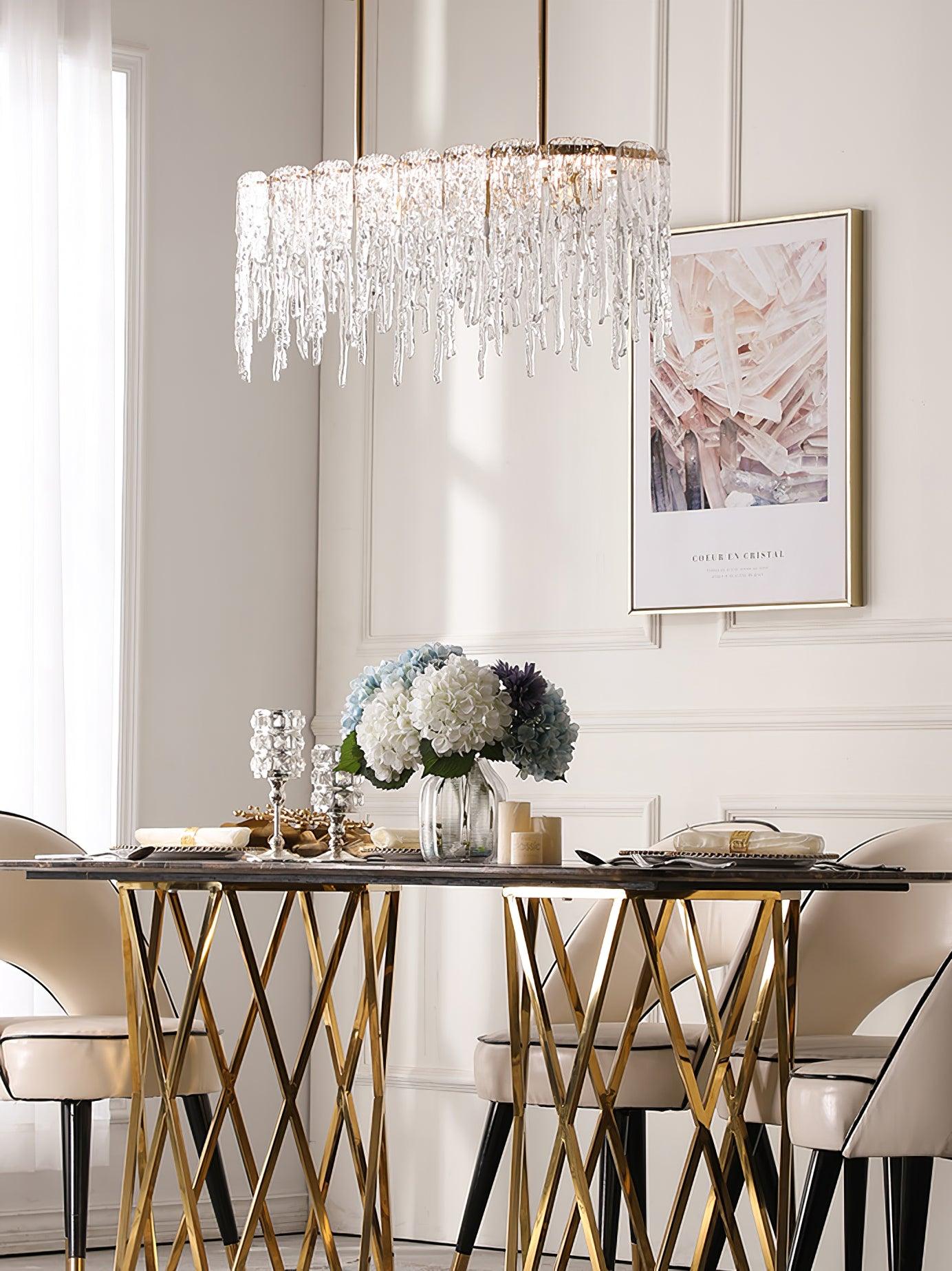 Rectangular Icicle Glass Chandelier - Cueteks