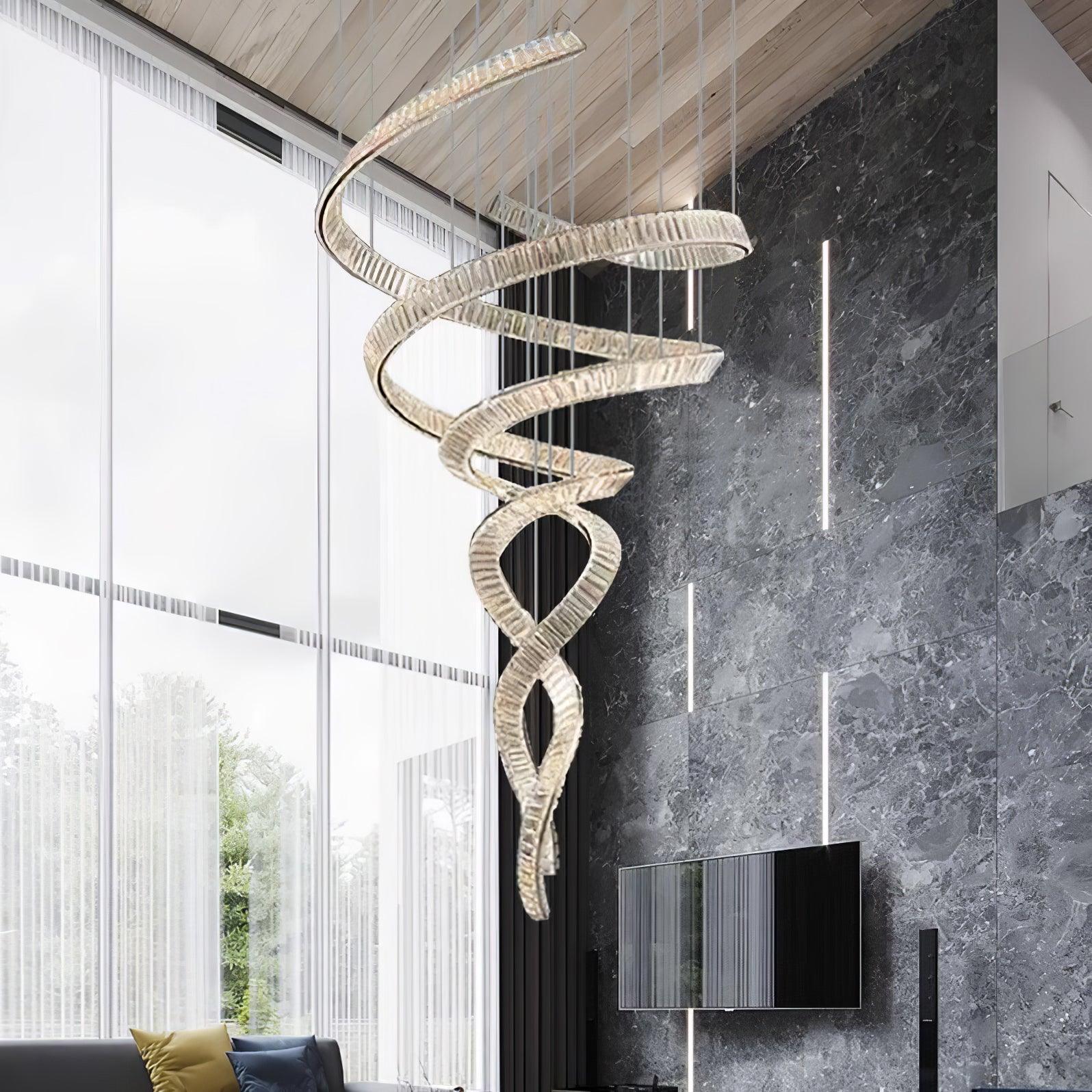 Long Spiral Crystal Chandelier - Cueteks