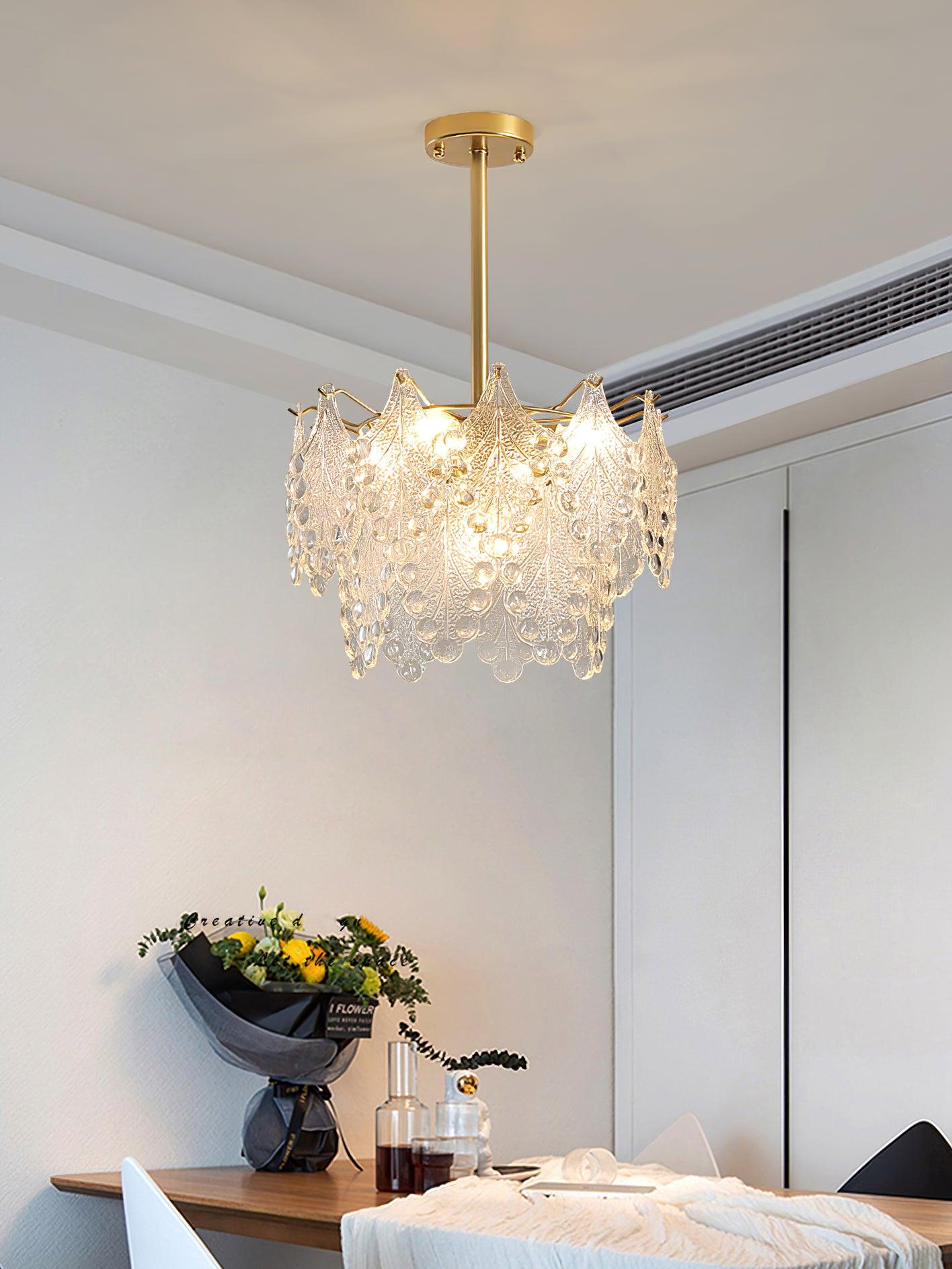 Tiered Carved Glass Chandelier - Cueteks