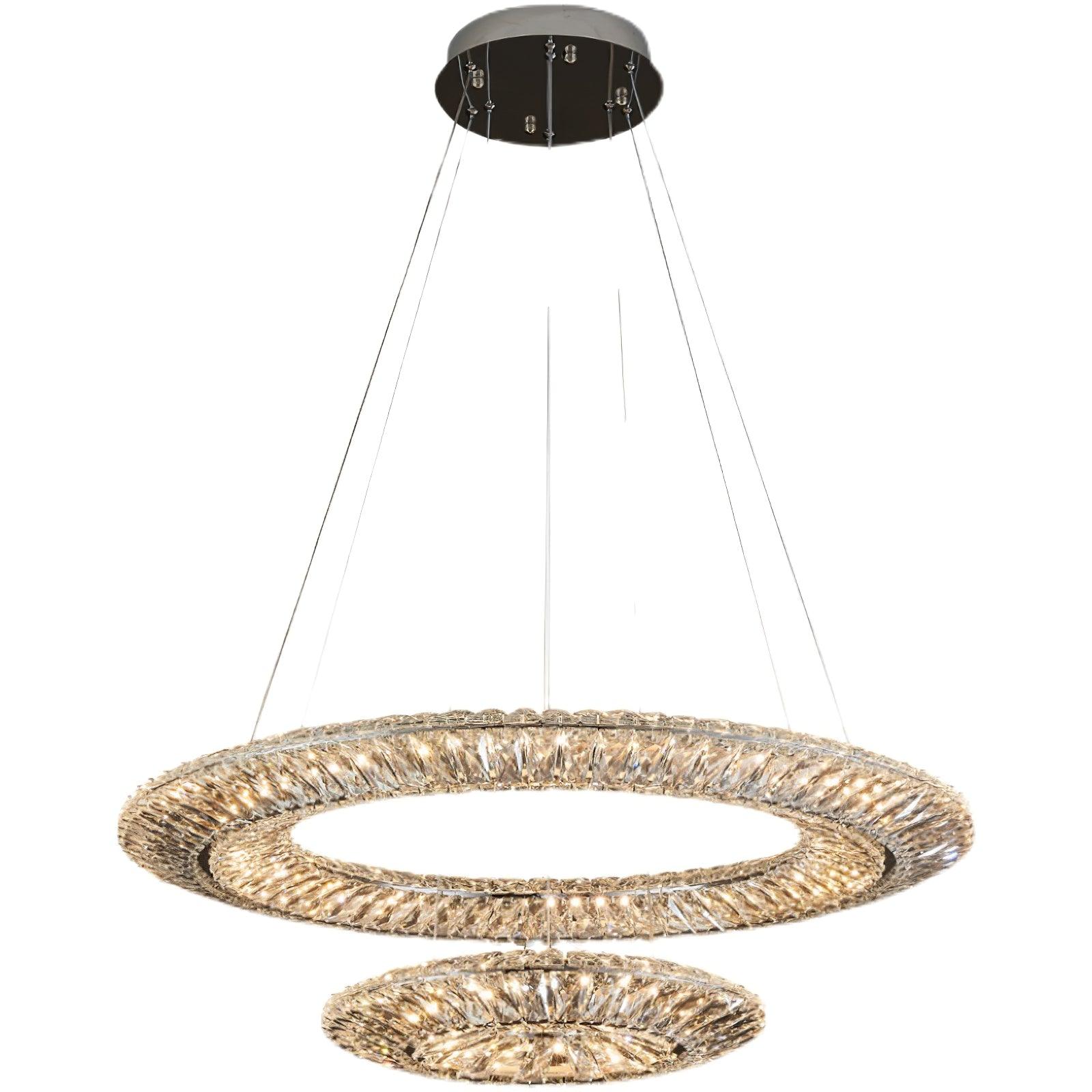 Two-ring crystal display on white