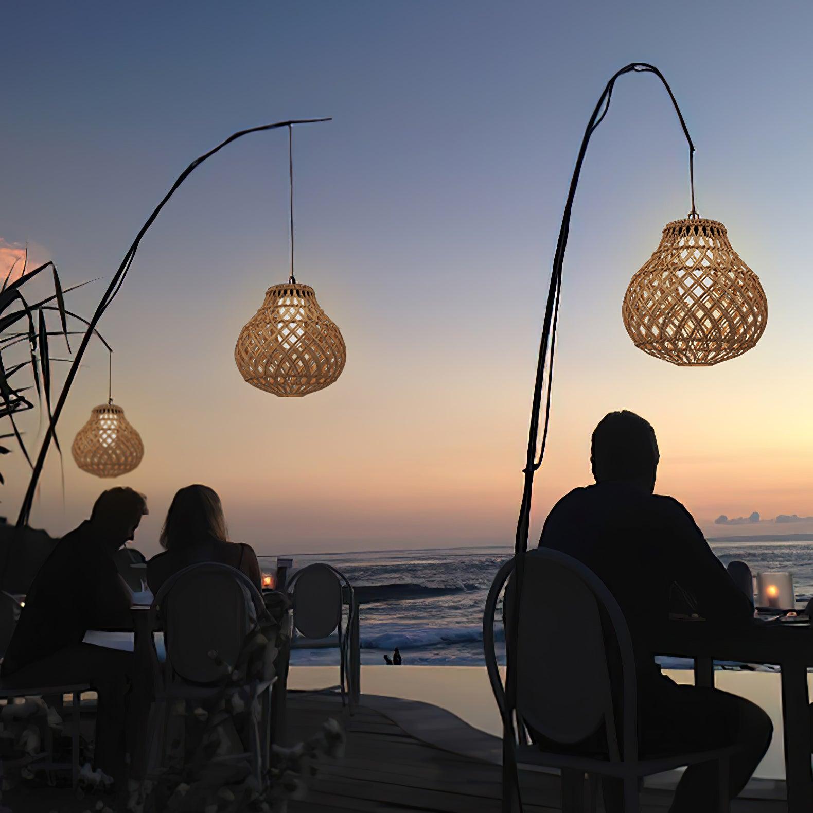 Woven Sphere Solar Lantern Outdoor Lamp - Cueteks