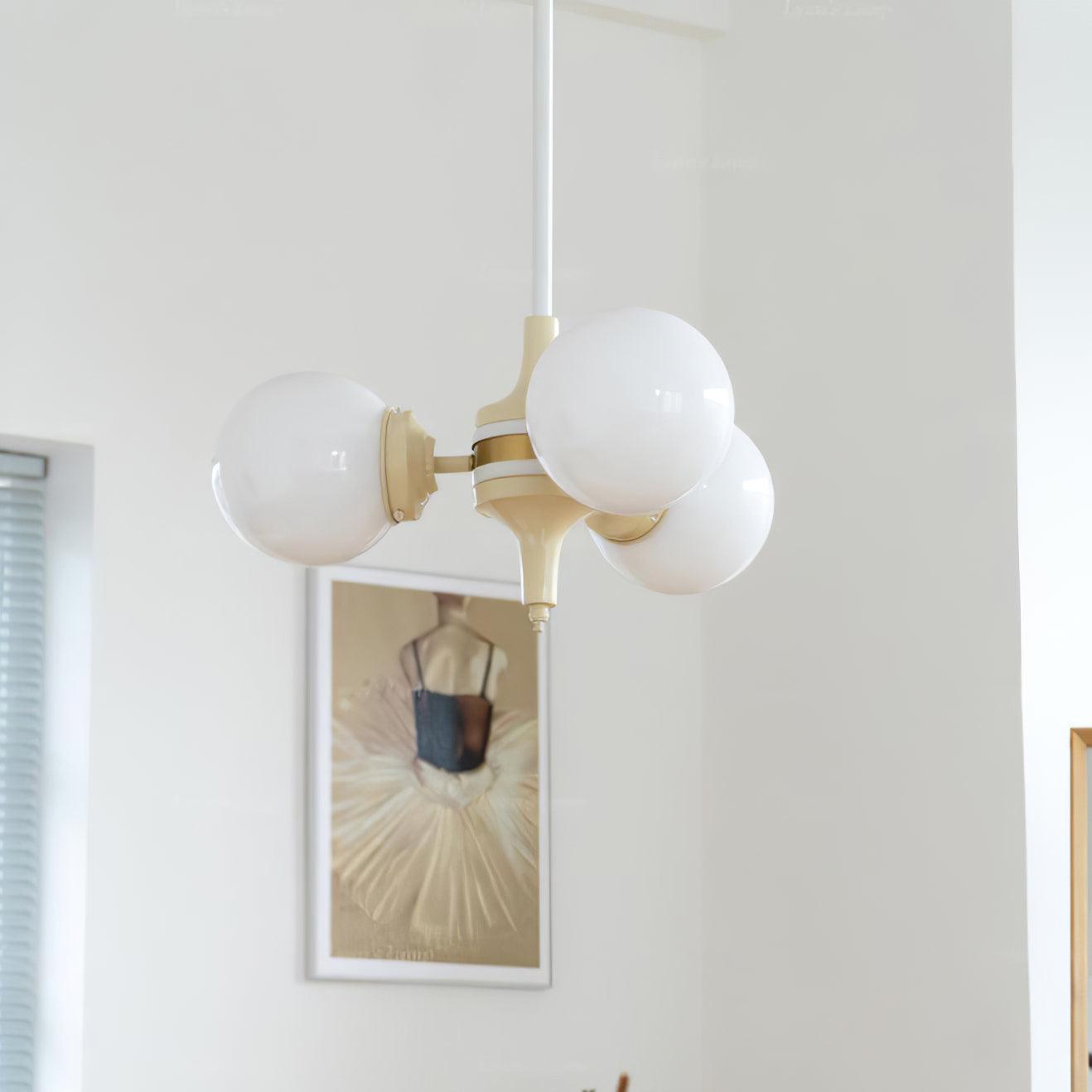 Cream Glass Ball Chandelier - Cueteks