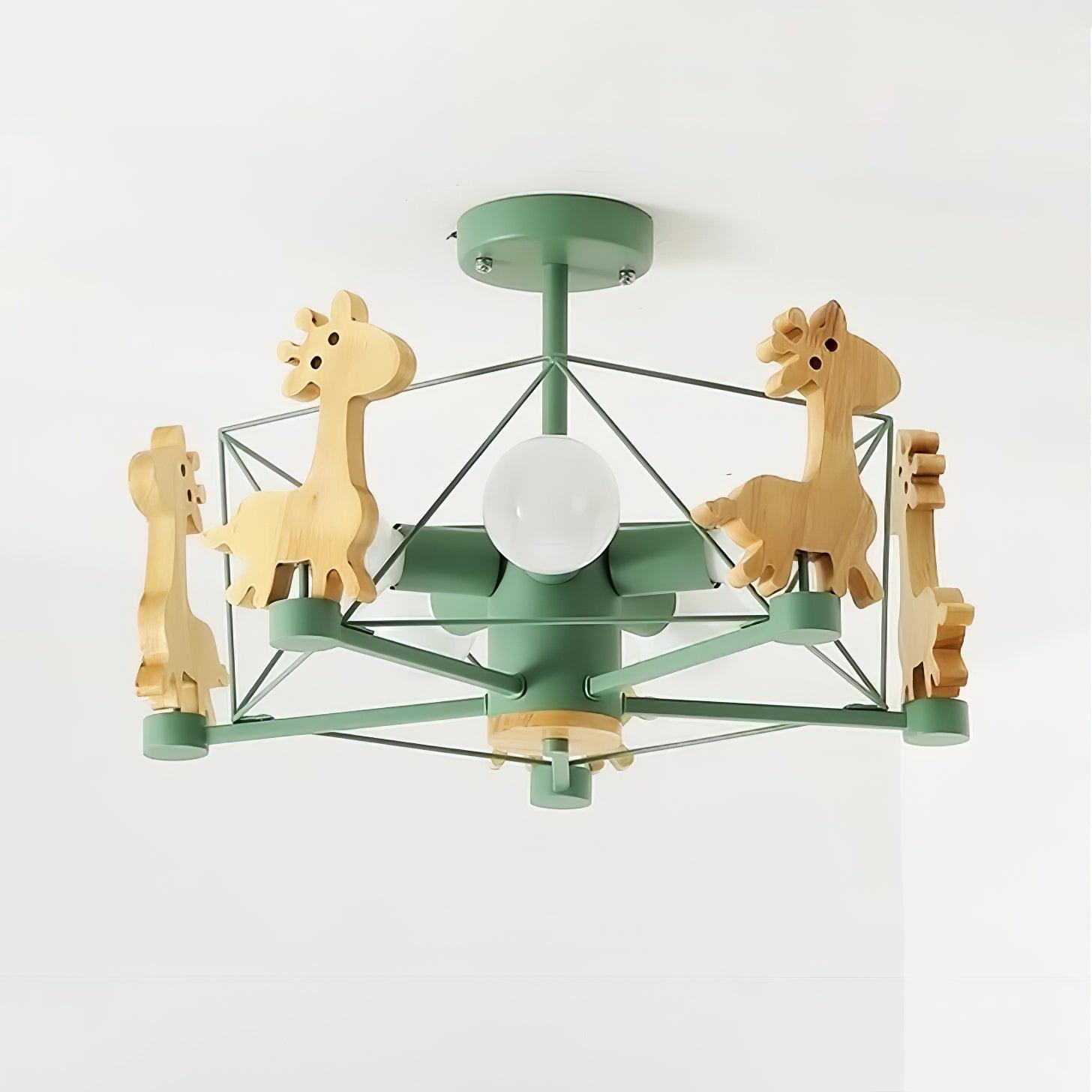 Lovely Deer Wooden Chandelier - Cueteks