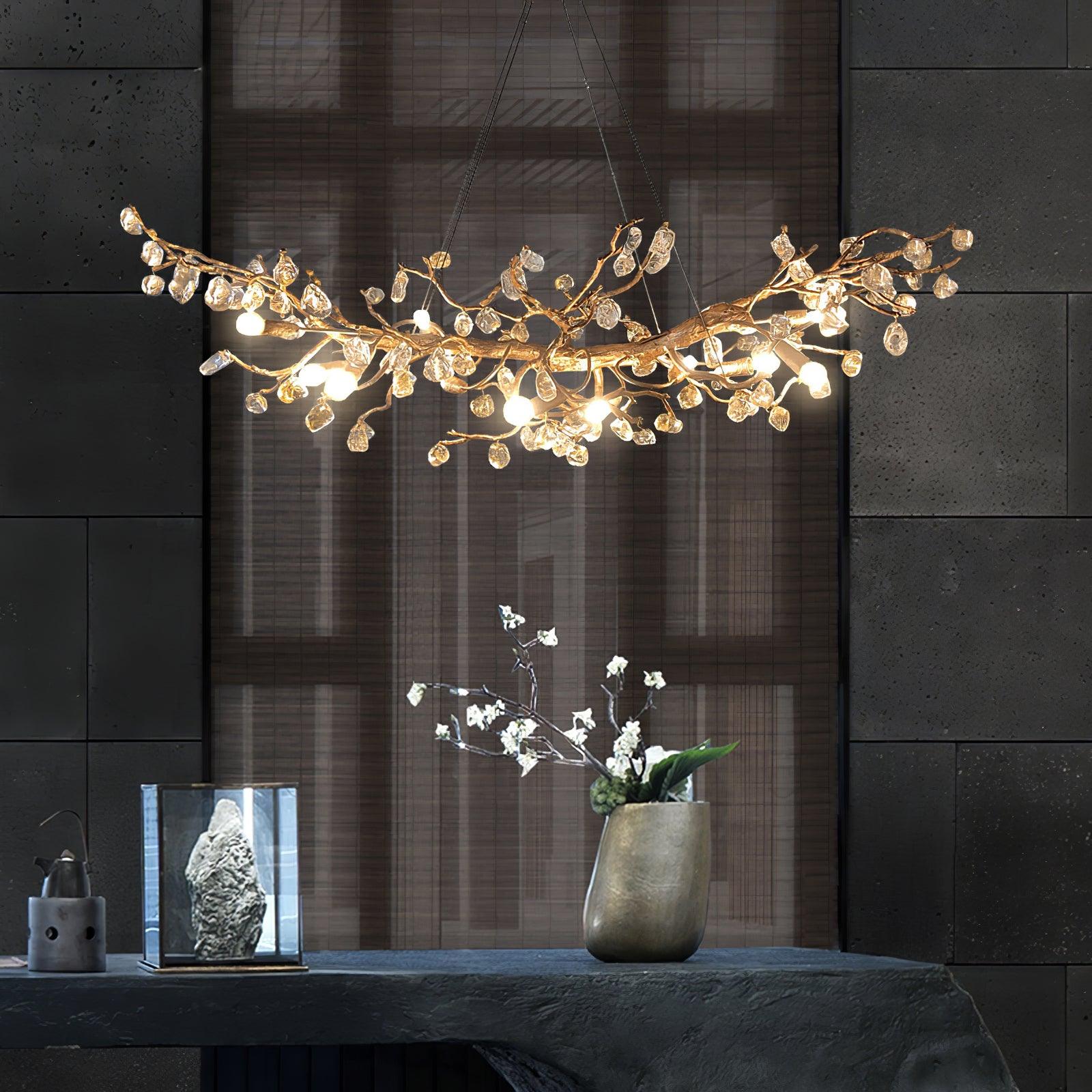 Stone Crystal Brass Chandelier - Cueteks
