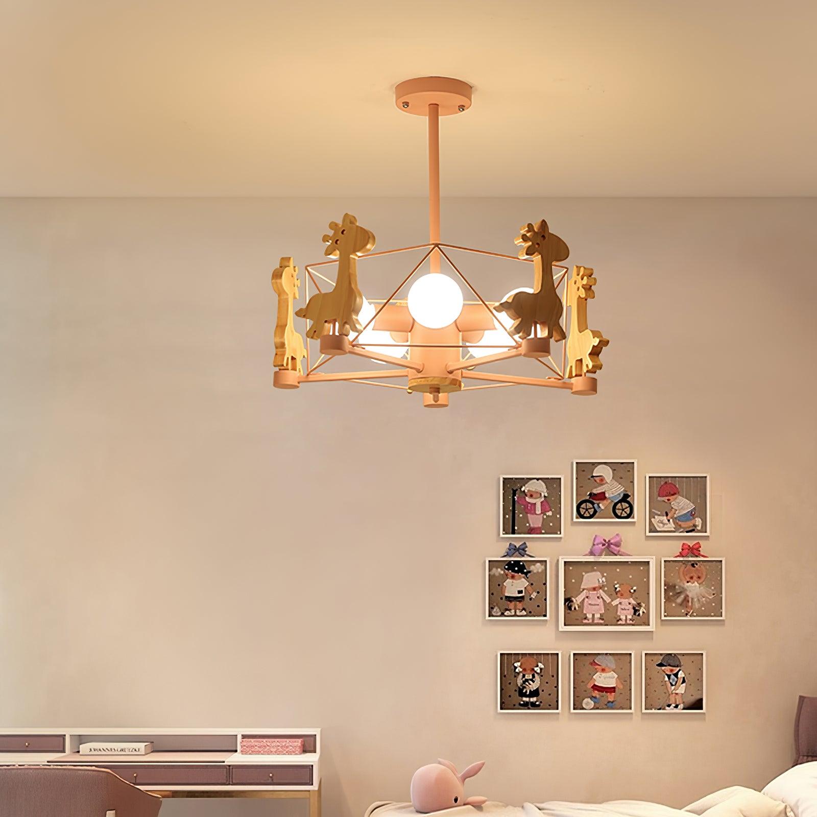 Lovely Deer Wooden Chandelier - Cueteks