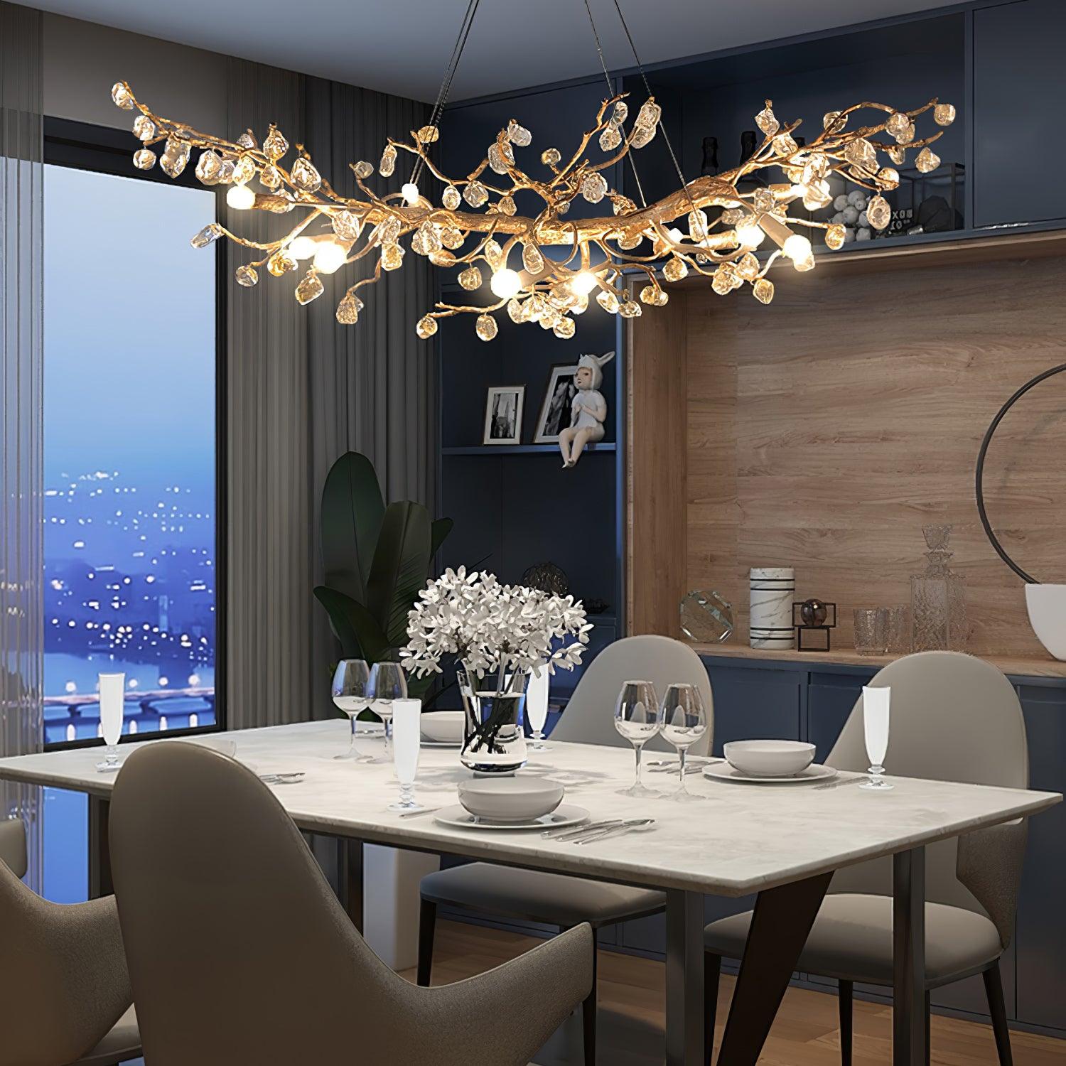 Stone Crystal Brass Chandelier - Cueteks