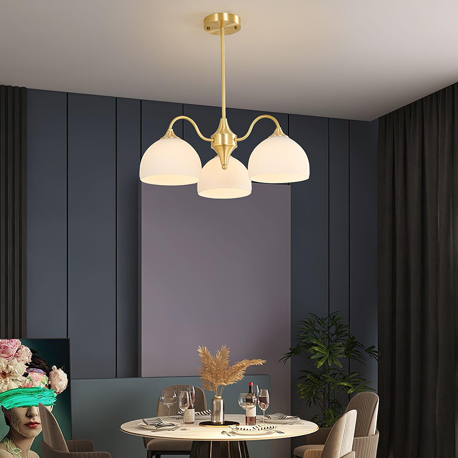 Striped Glass Bowl Chandelier - Cueteks