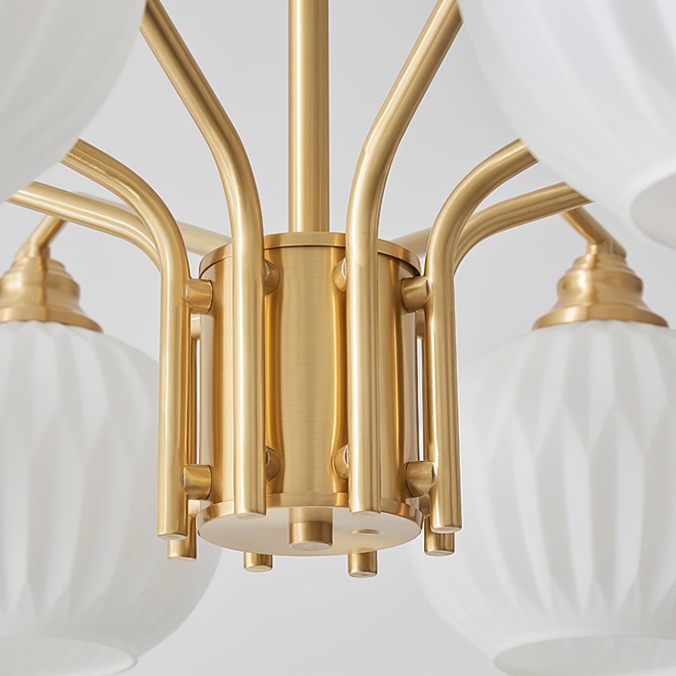 Ribbed Glass Gold Chandelier - Cueteks