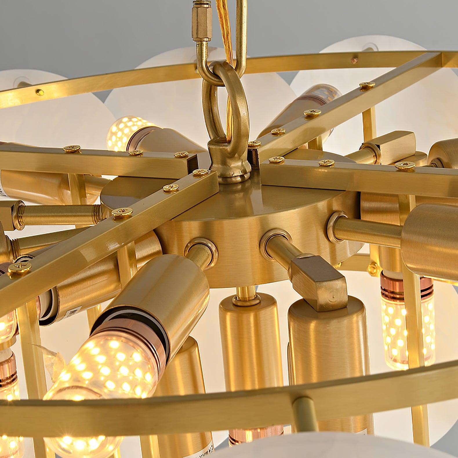 Alabaster Shell Brass Chandelier - Cueteks