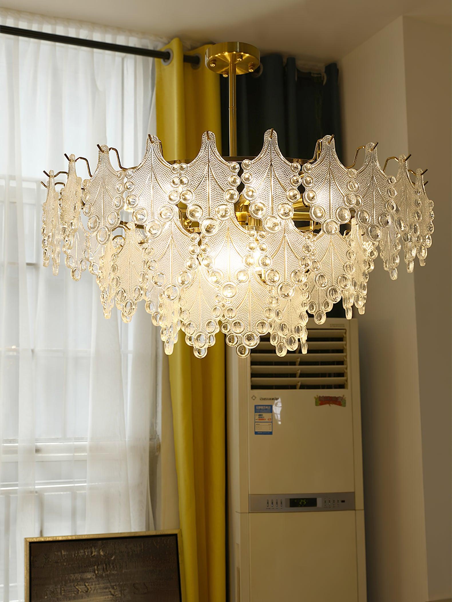 Tiered Carved Glass Chandelier - Cueteks