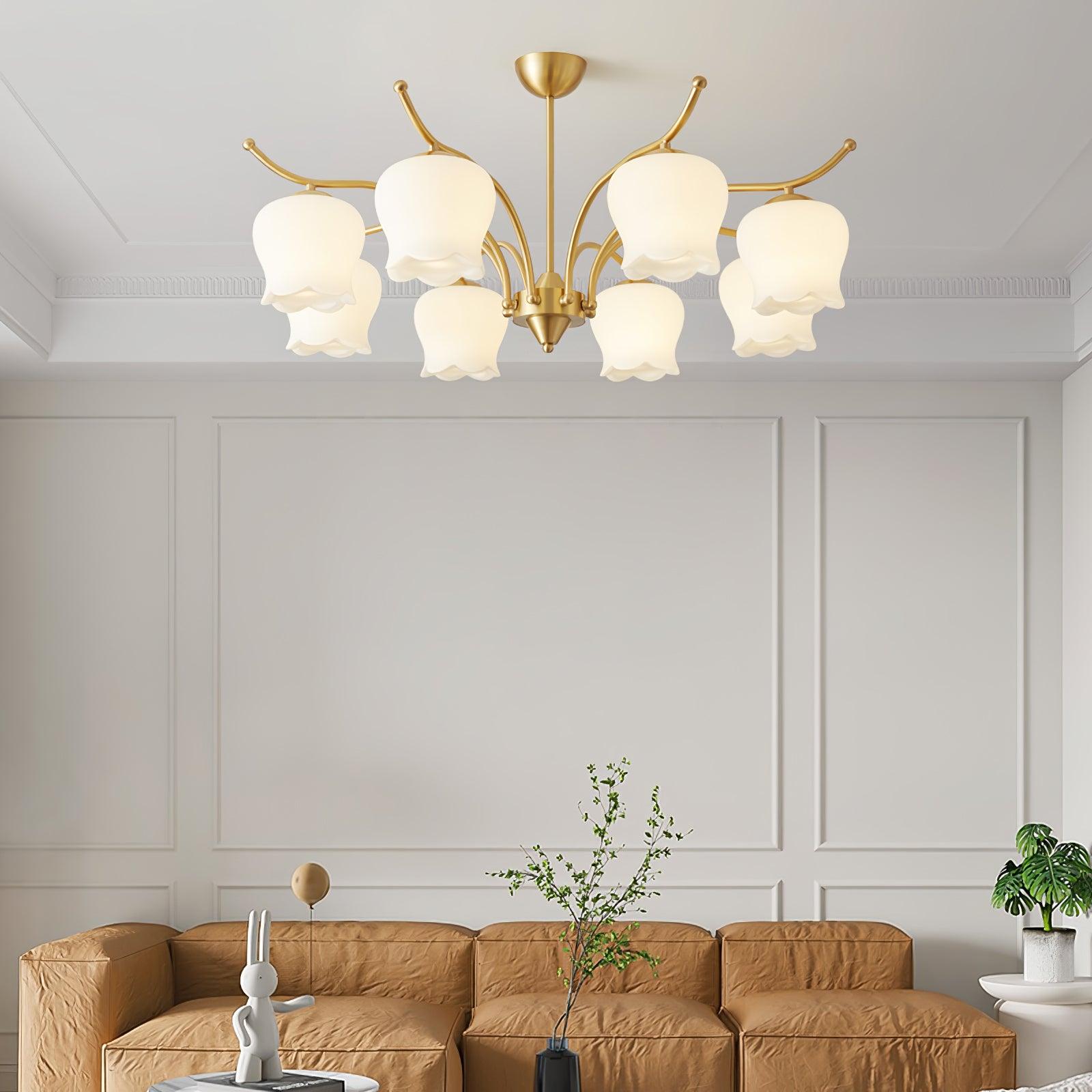 Tulip Brass Chandelier - Cueteks