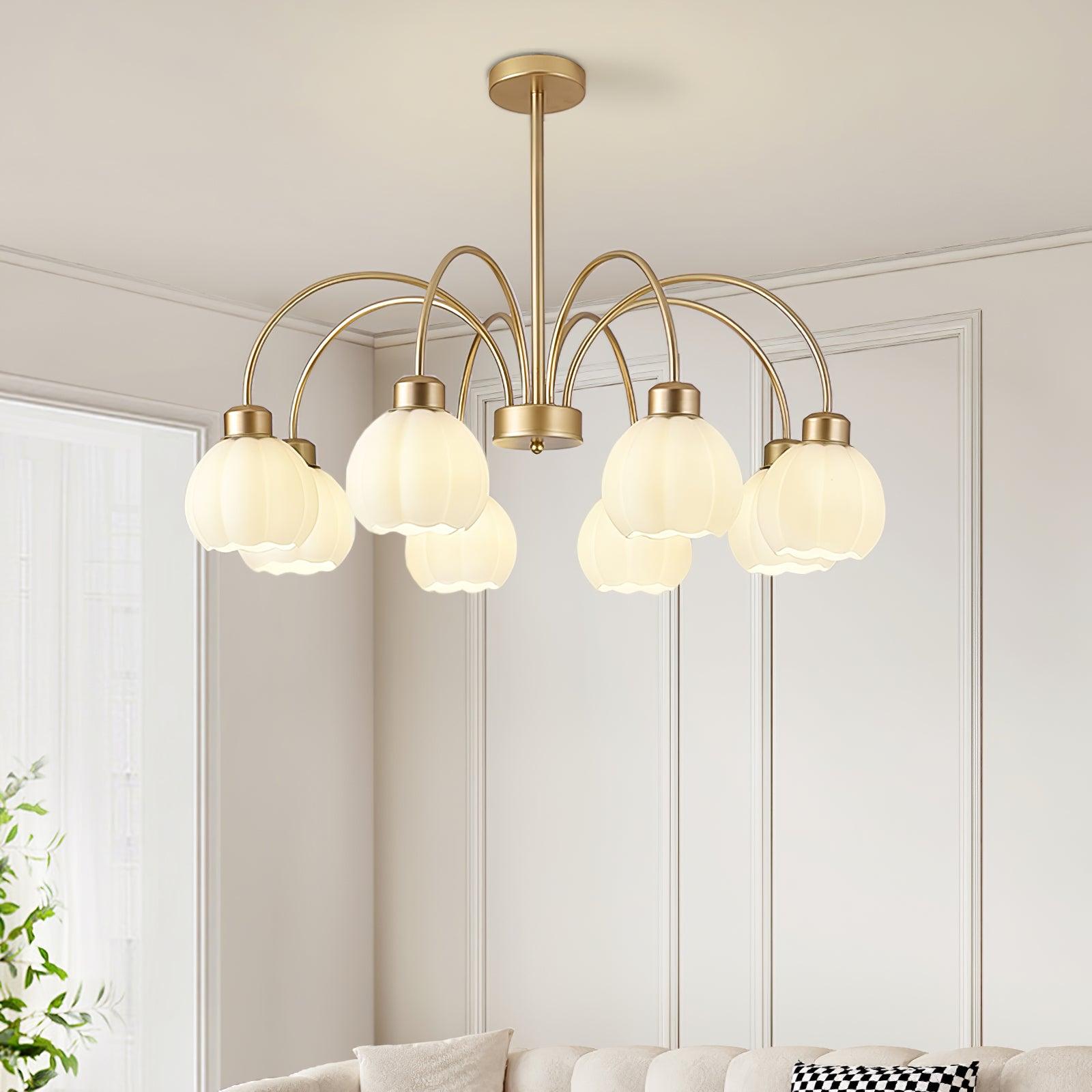 Glass Pumpkin Gold Chandelier - Cueteks