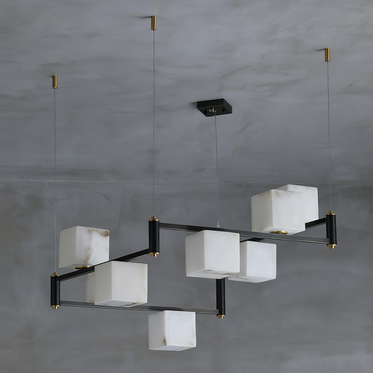 Alabaster Square Box Chandelier - Cueteks