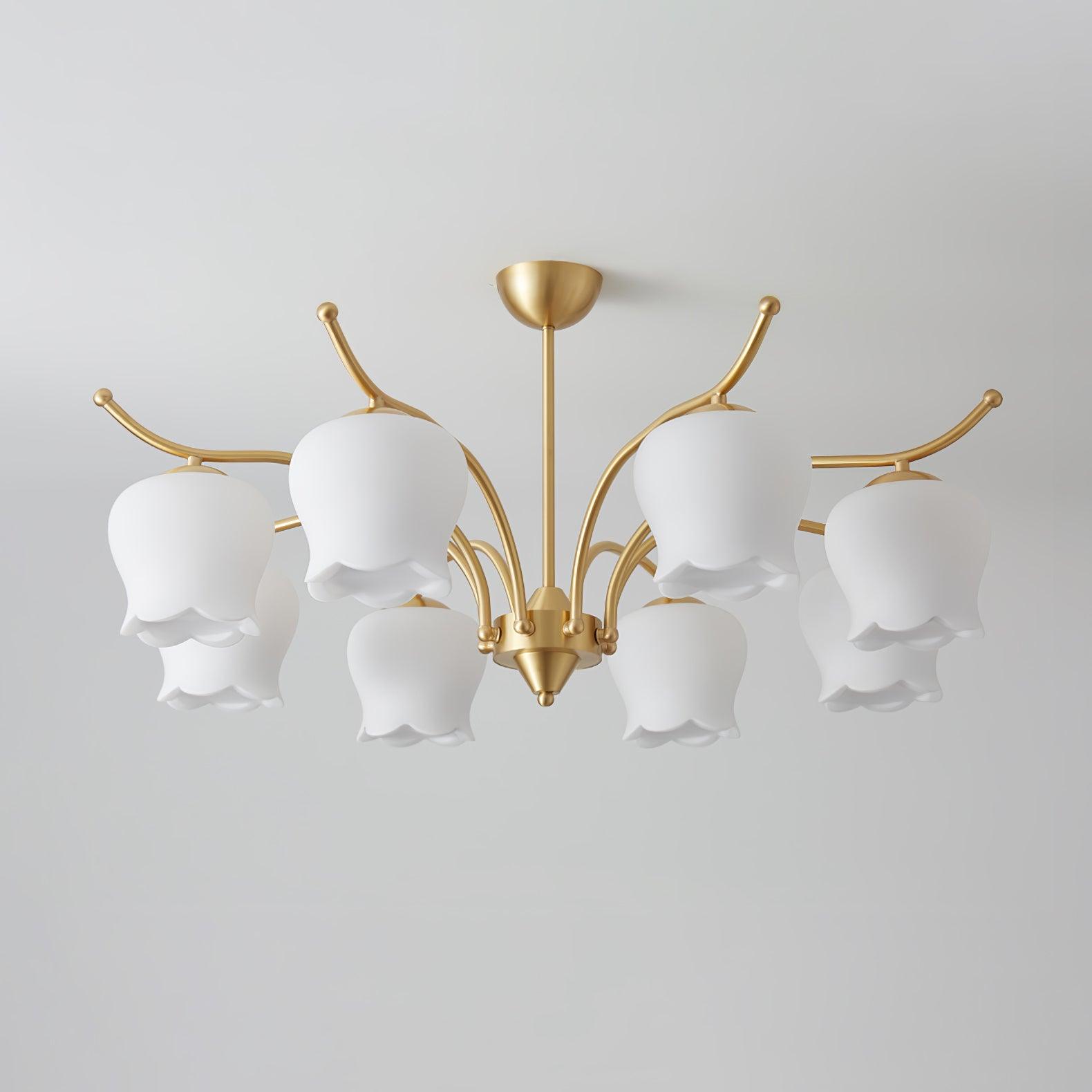 Tulip Brass Chandelier - Cueteks
