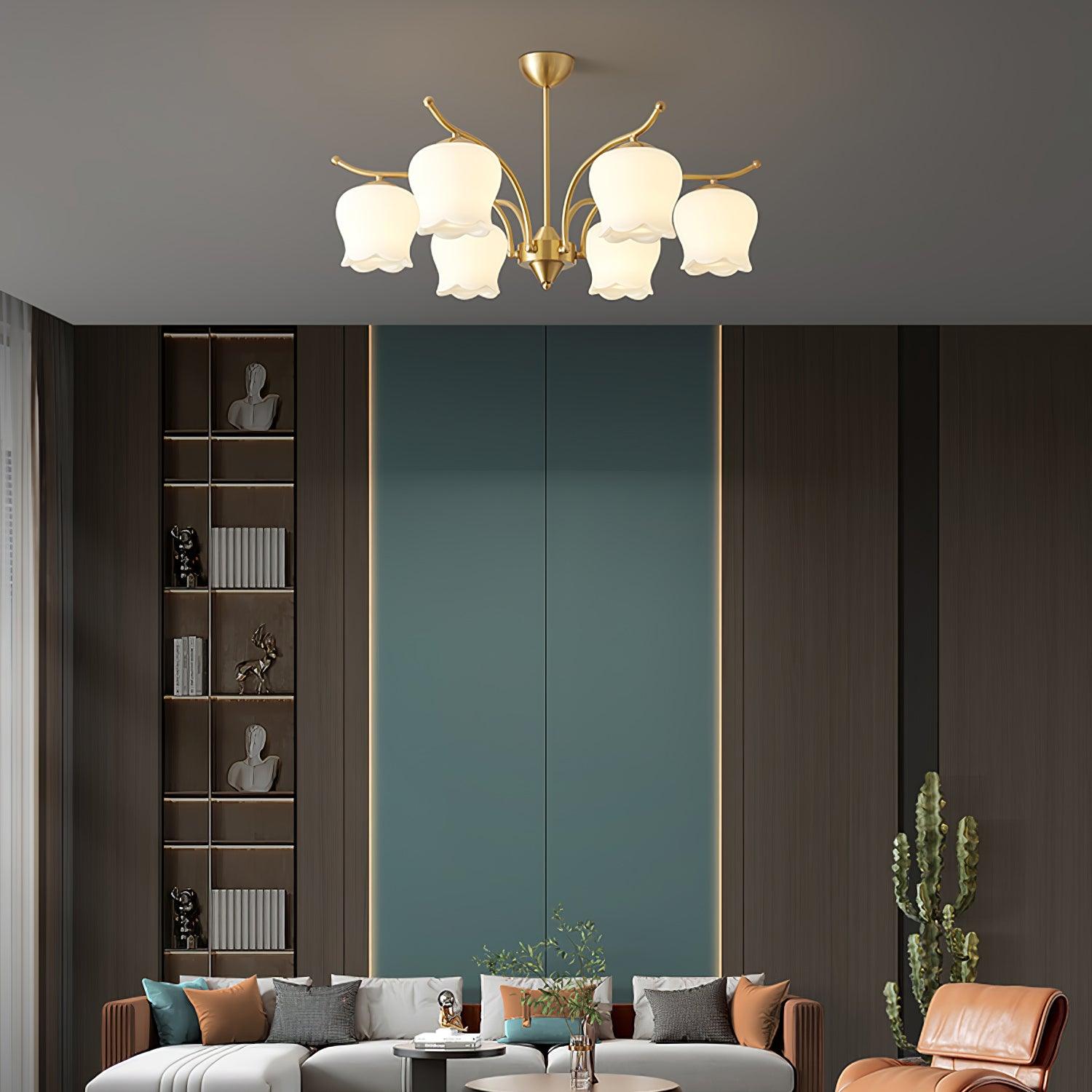 Tulip Brass Chandelier - Cueteks