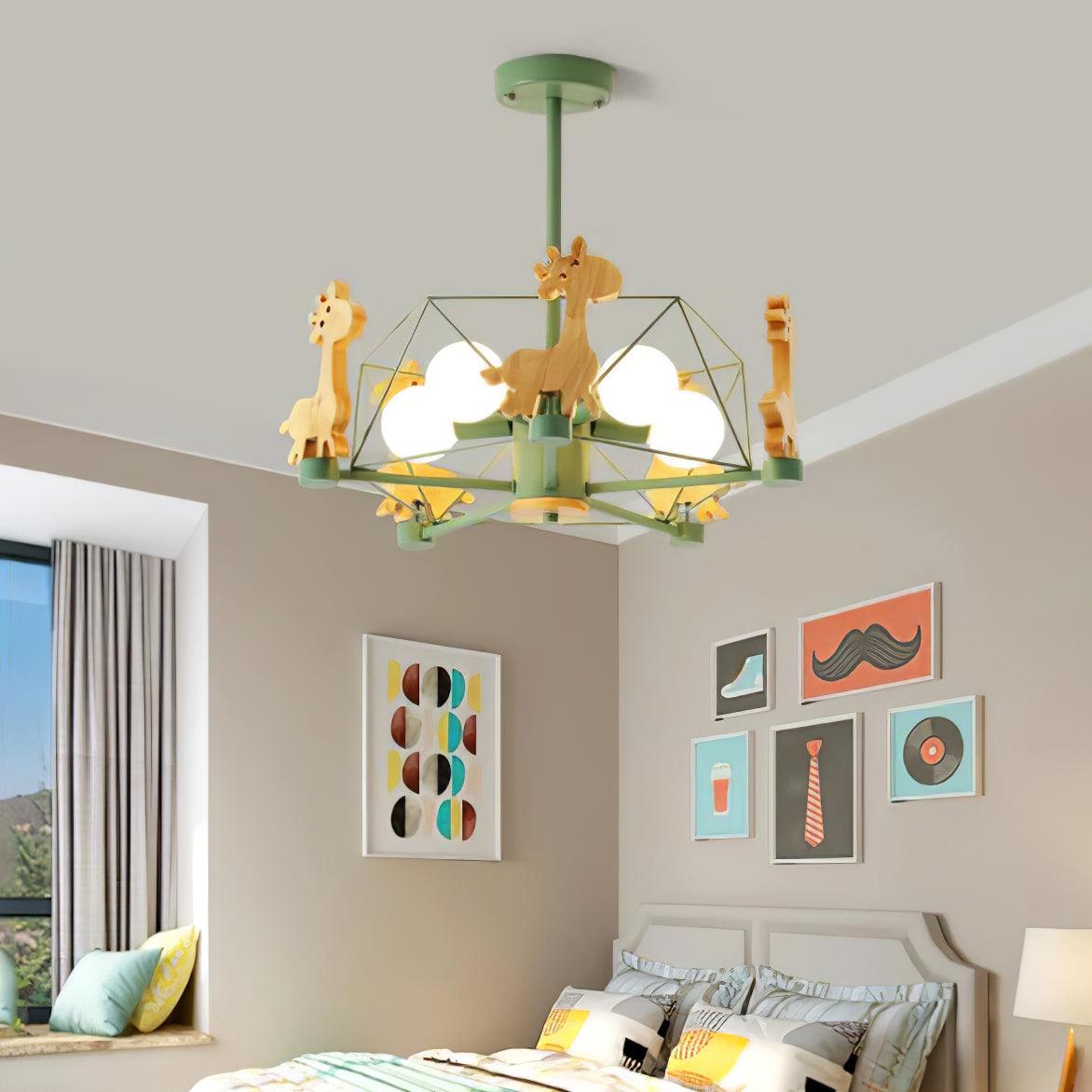 Lovely Deer Wooden Chandelier - Cueteks