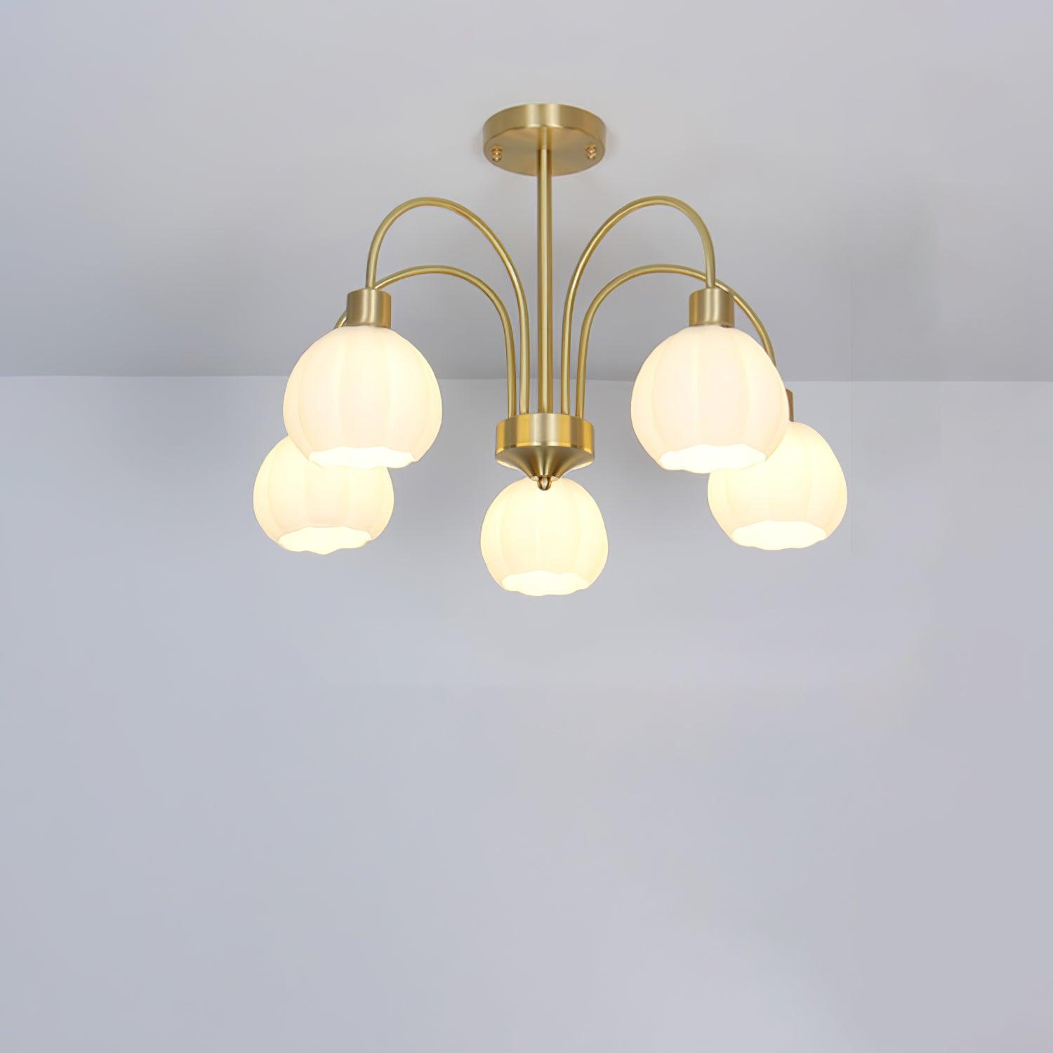 Glass Pumpkin Gold Chandelier - Cueteks