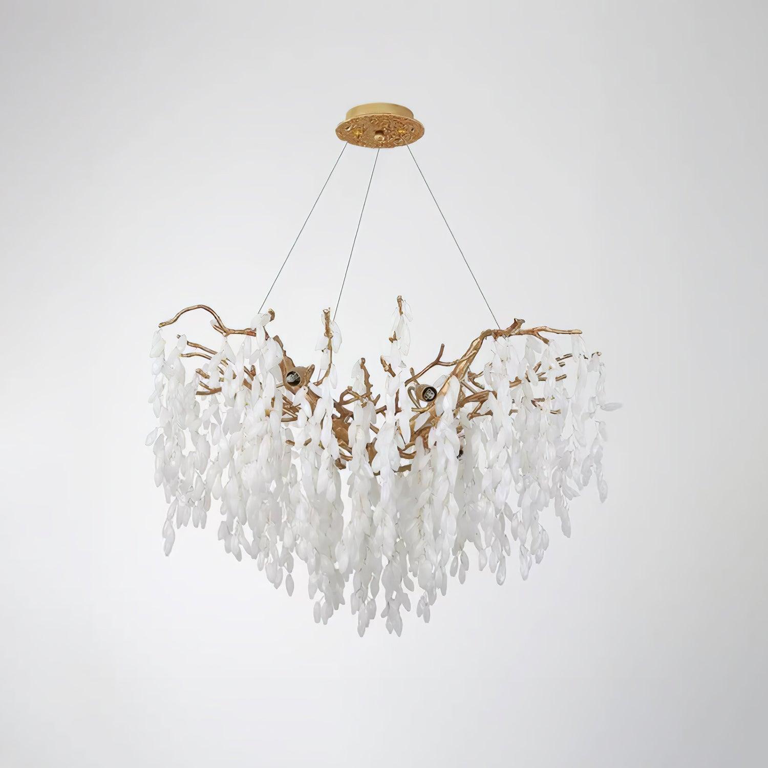 White Jade Branch Brass Chandelier - Cueteks
