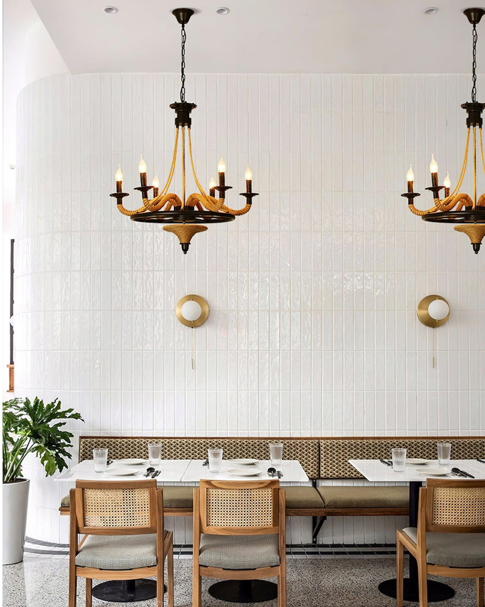 Hemp Rope Industrial Large Wheel Chandelier - Cueteks