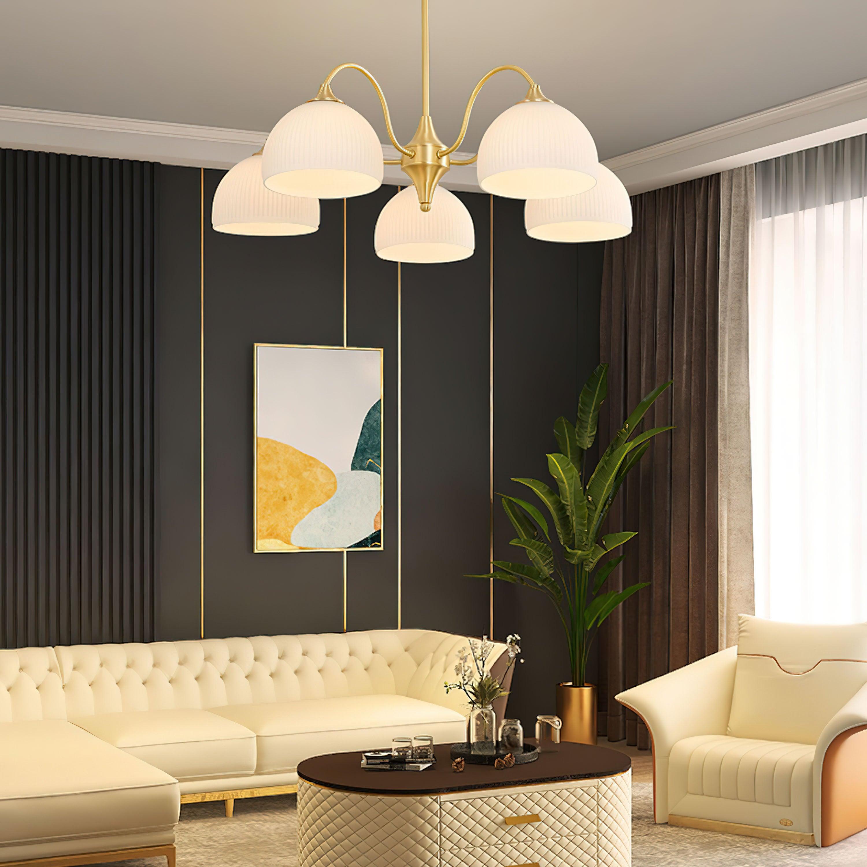 Striped Glass Bowl Chandelier - Cueteks