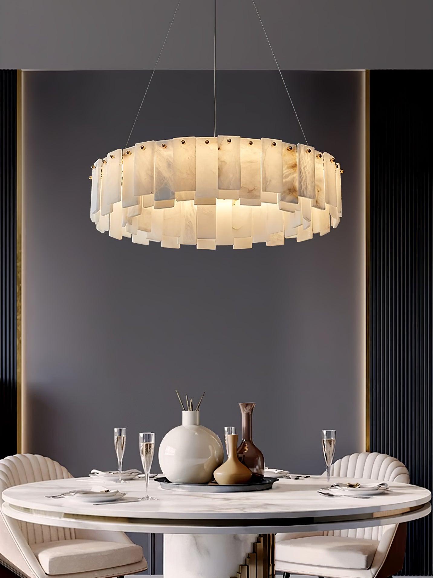 Celestial Alabaster Round Chandelier - Cueteks