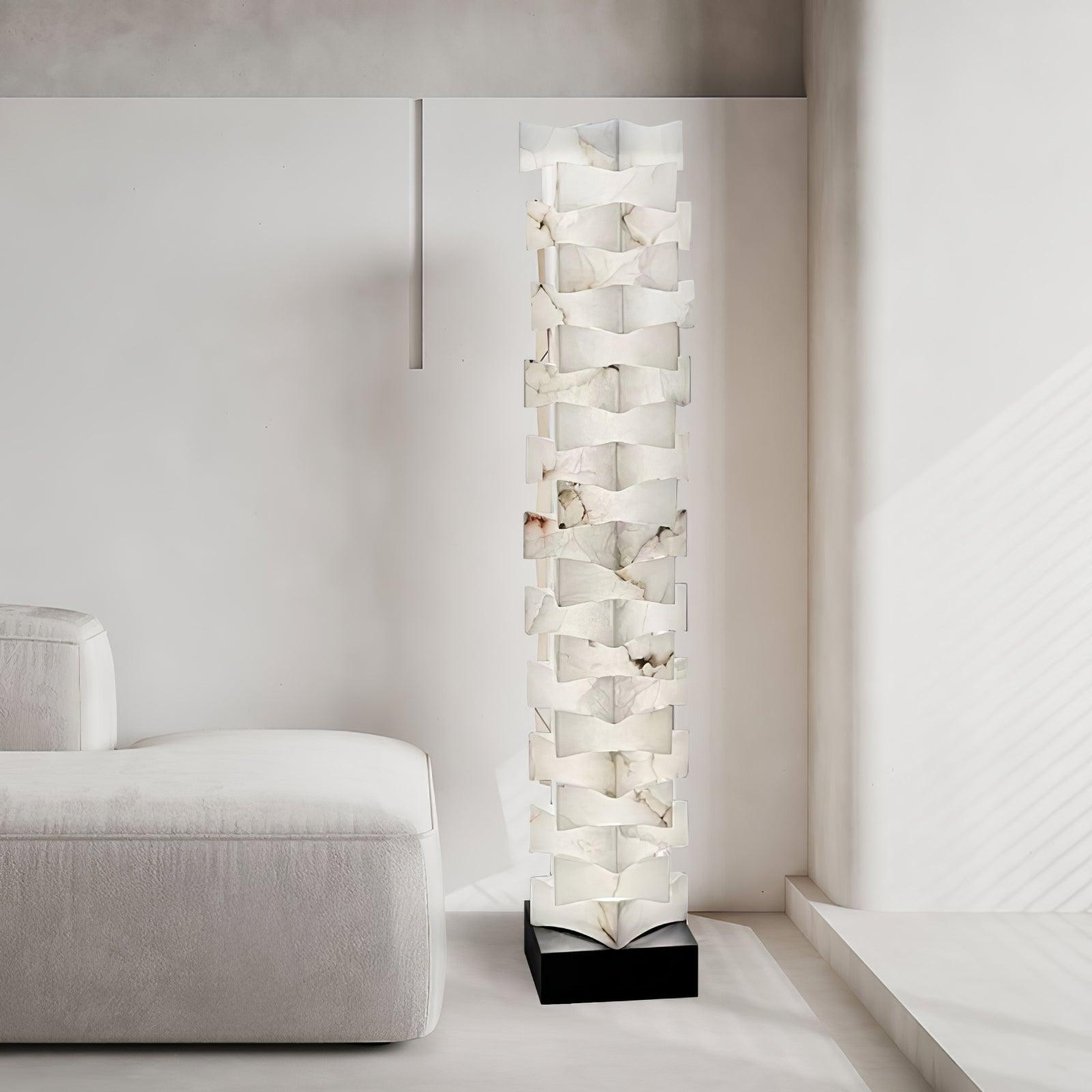 Stacked Alabaster Squares Floor Lamp - Cueteks