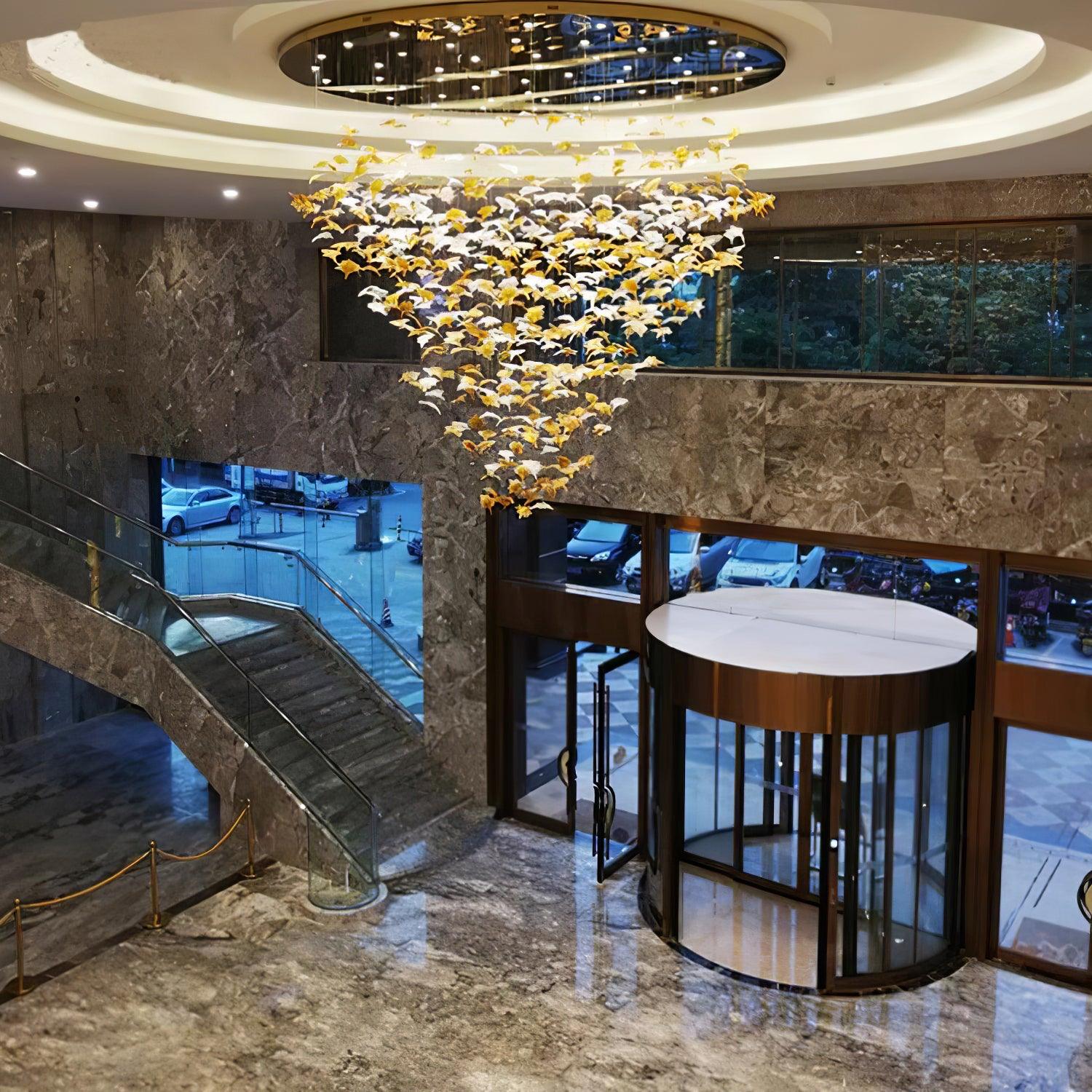 Multicolor Crystal Maple Leaf Chandelier - Cueteks