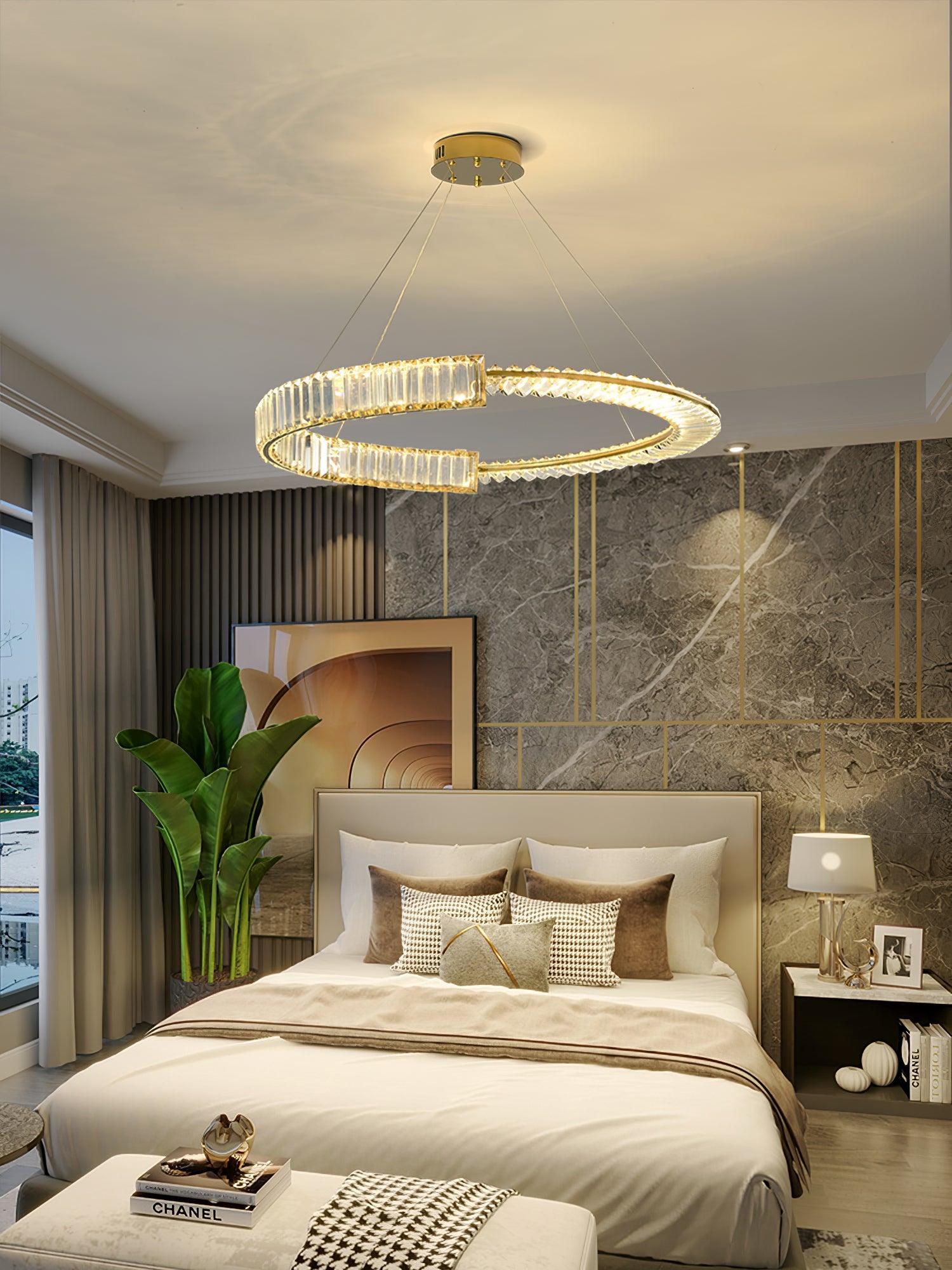 Stella Gold crystal ring in a bedroom setting