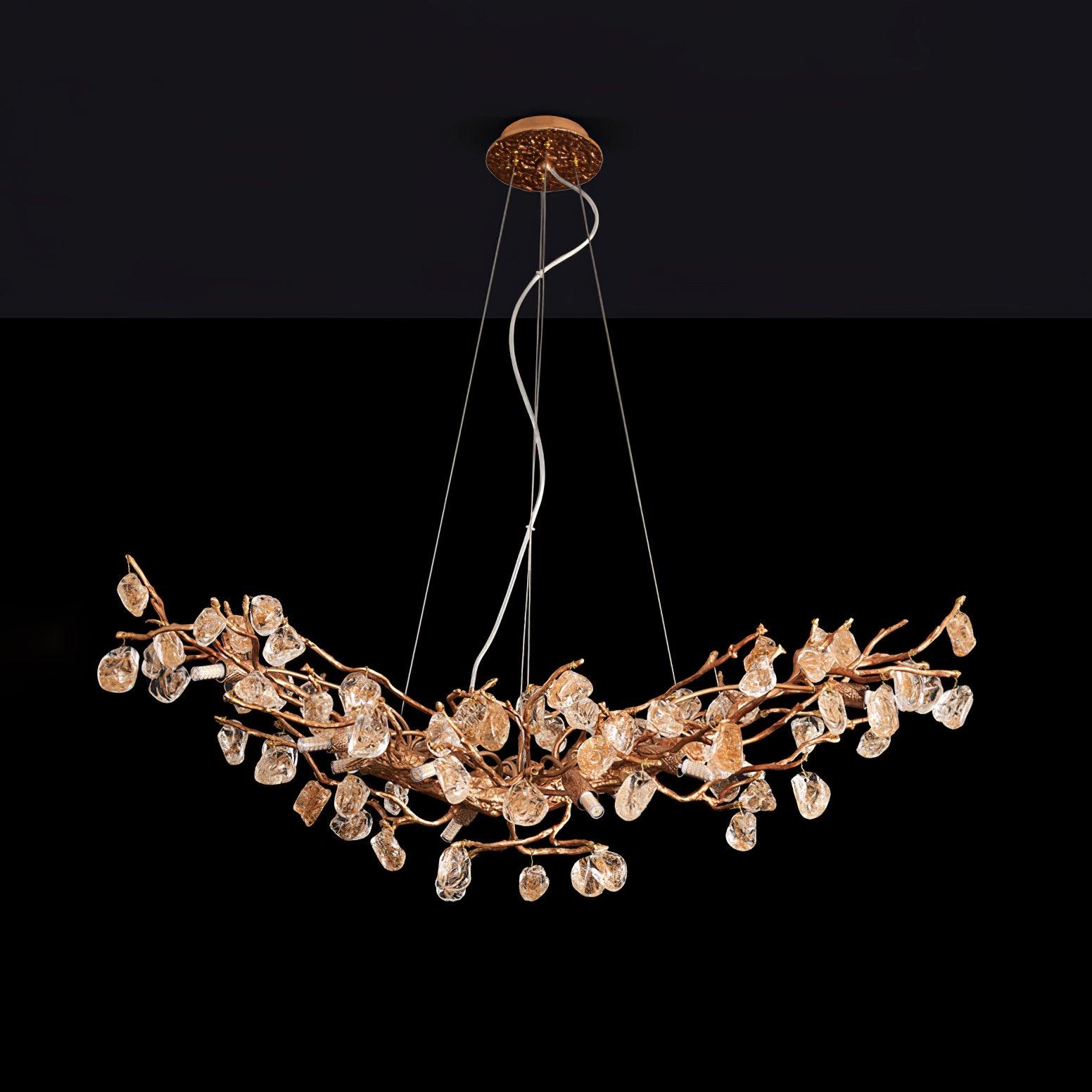 Stone Crystal Brass Chandelier - Cueteks