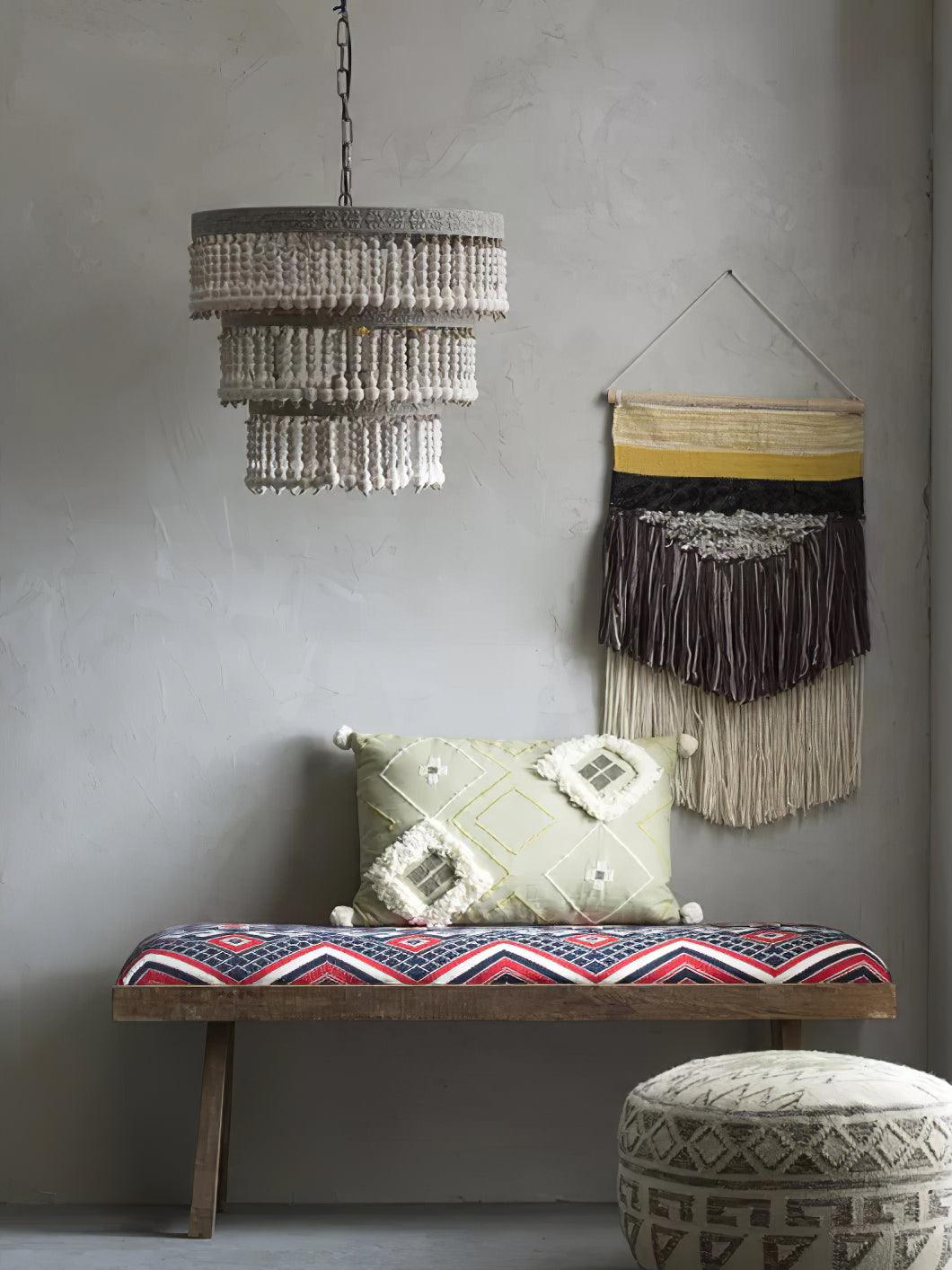 Three Tiered Wood Beaded Chandelier - Cueteks