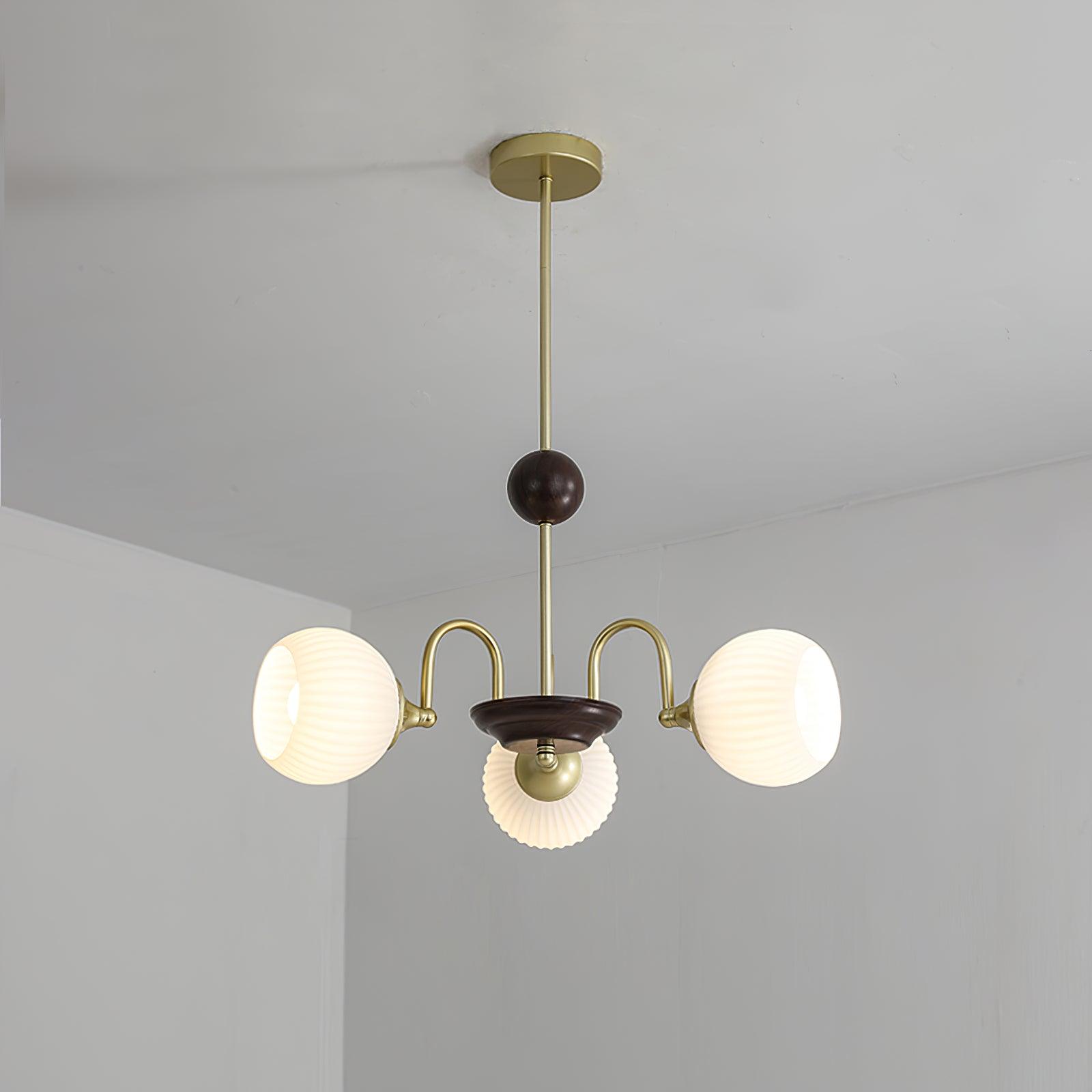 Sculptural Glass Ribbed Chandelier - Cueteks