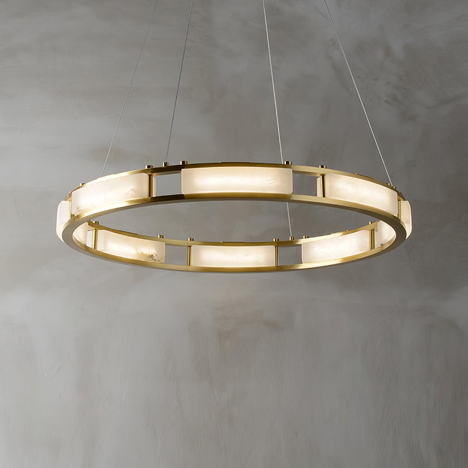 Front angled view of the suspended Qatar ring
