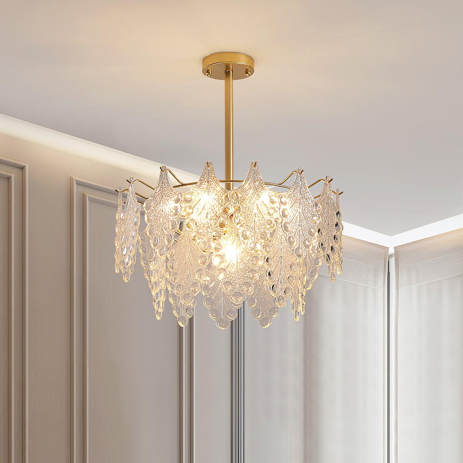 Tiered Carved Glass Chandelier - Cueteks