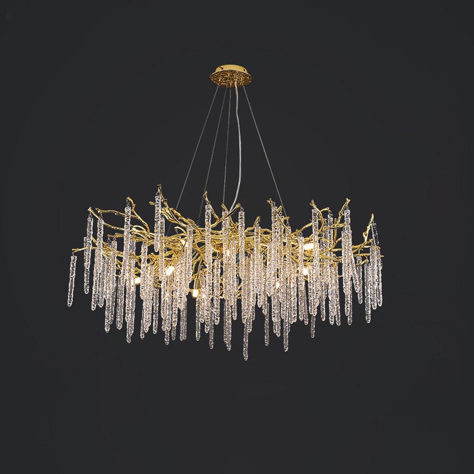 Crystal Icicles Branch Brass Chandelier - Cueteks