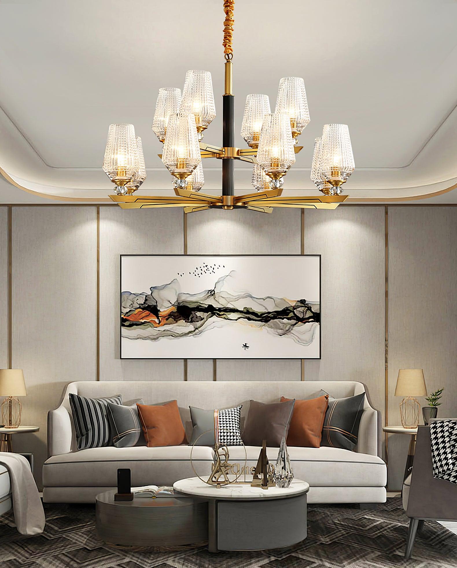 Orrefors Brass Chandelier - Cueteks