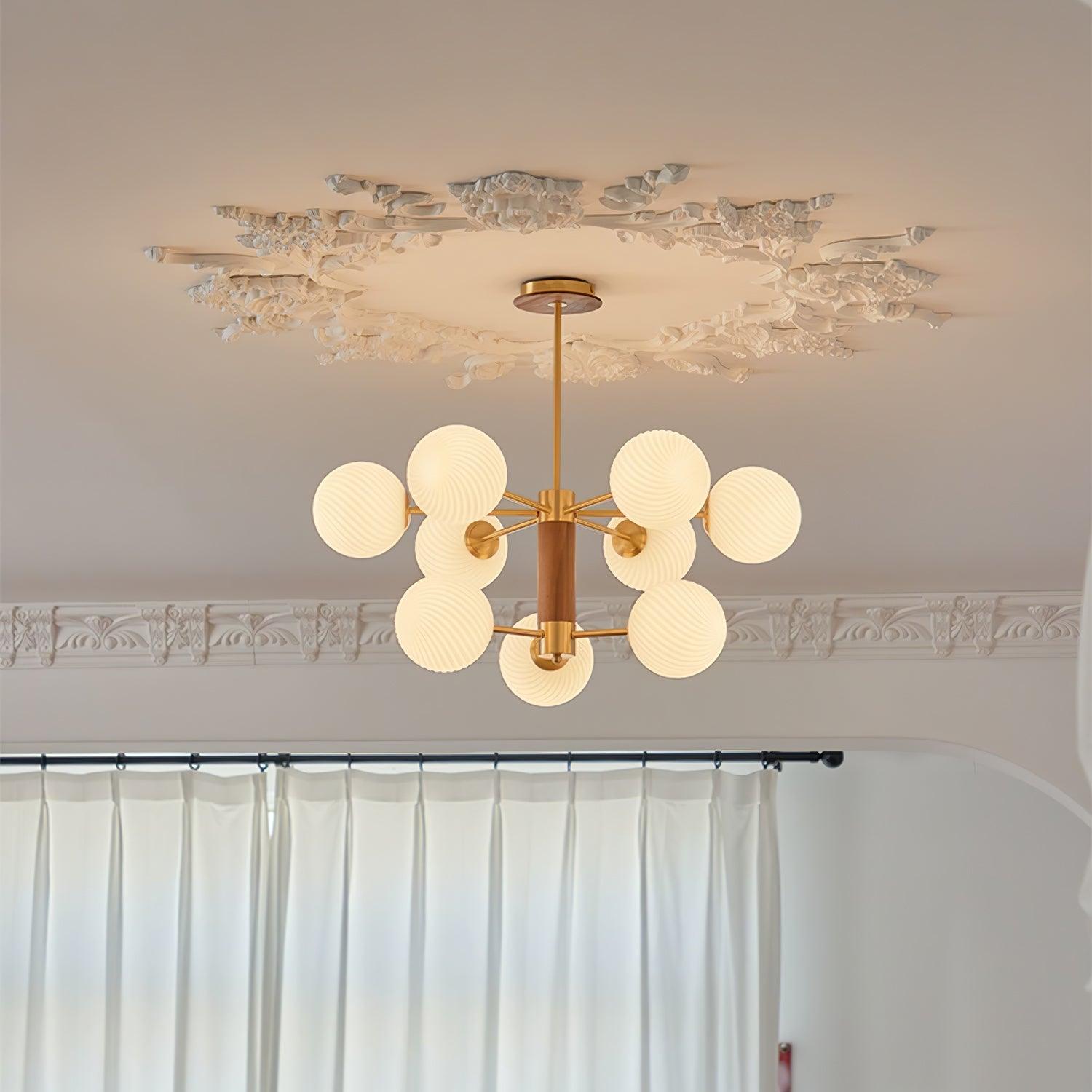 Ribbed Babble Glass Chandelier - Cueteks