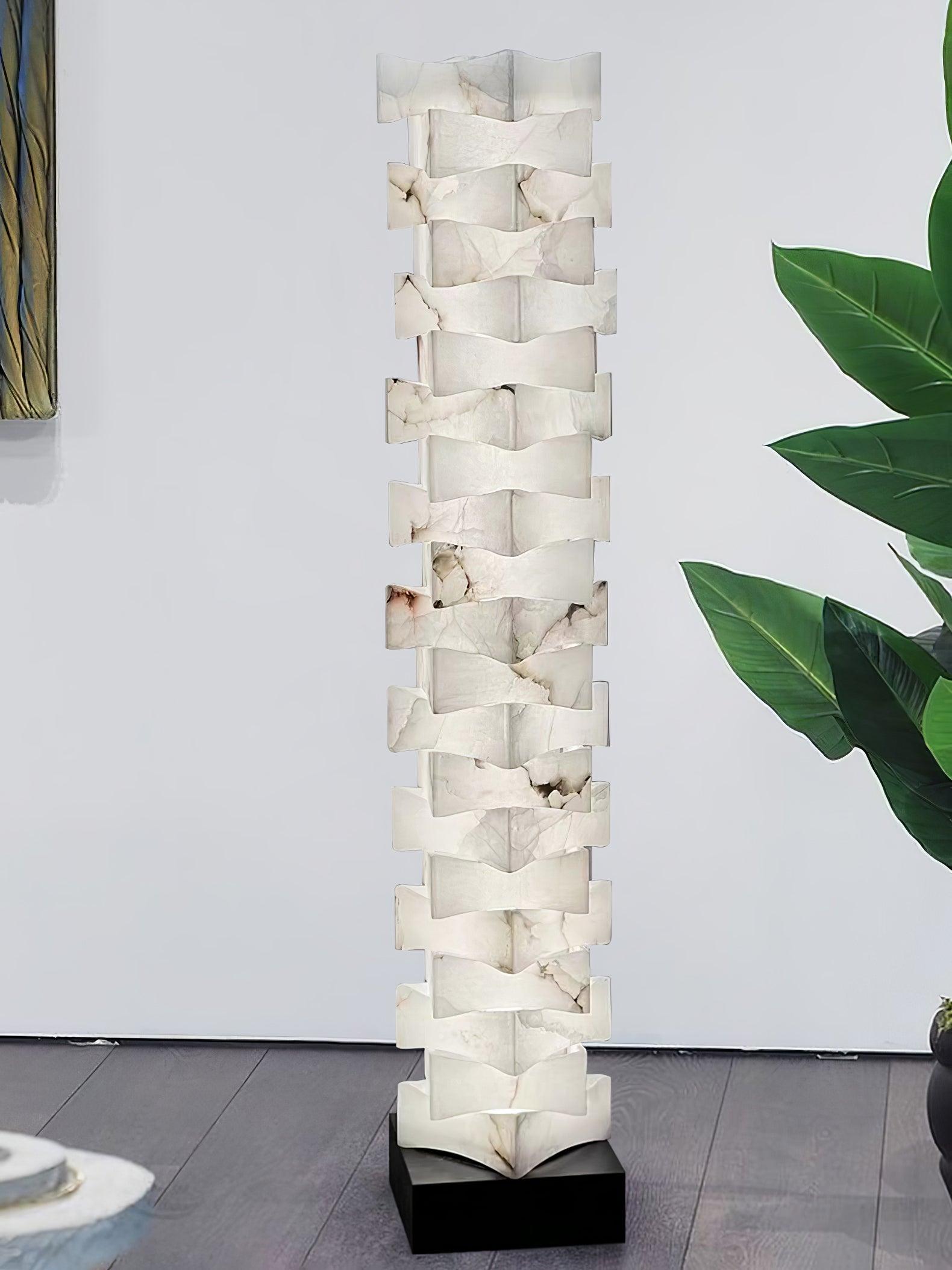 Stacked Alabaster Squares Floor Lamp - Cueteks