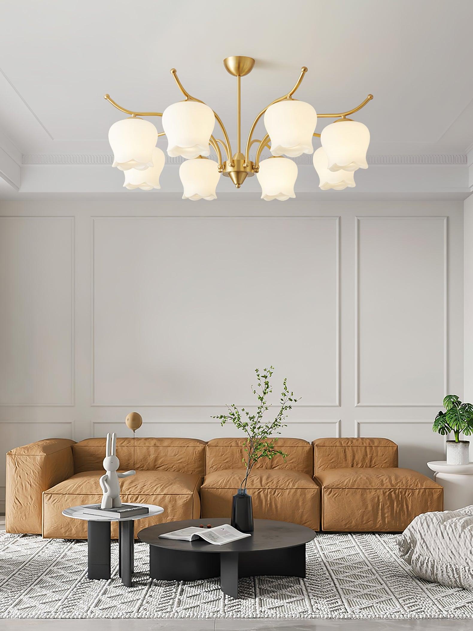 Tulip Brass Chandelier - Cueteks